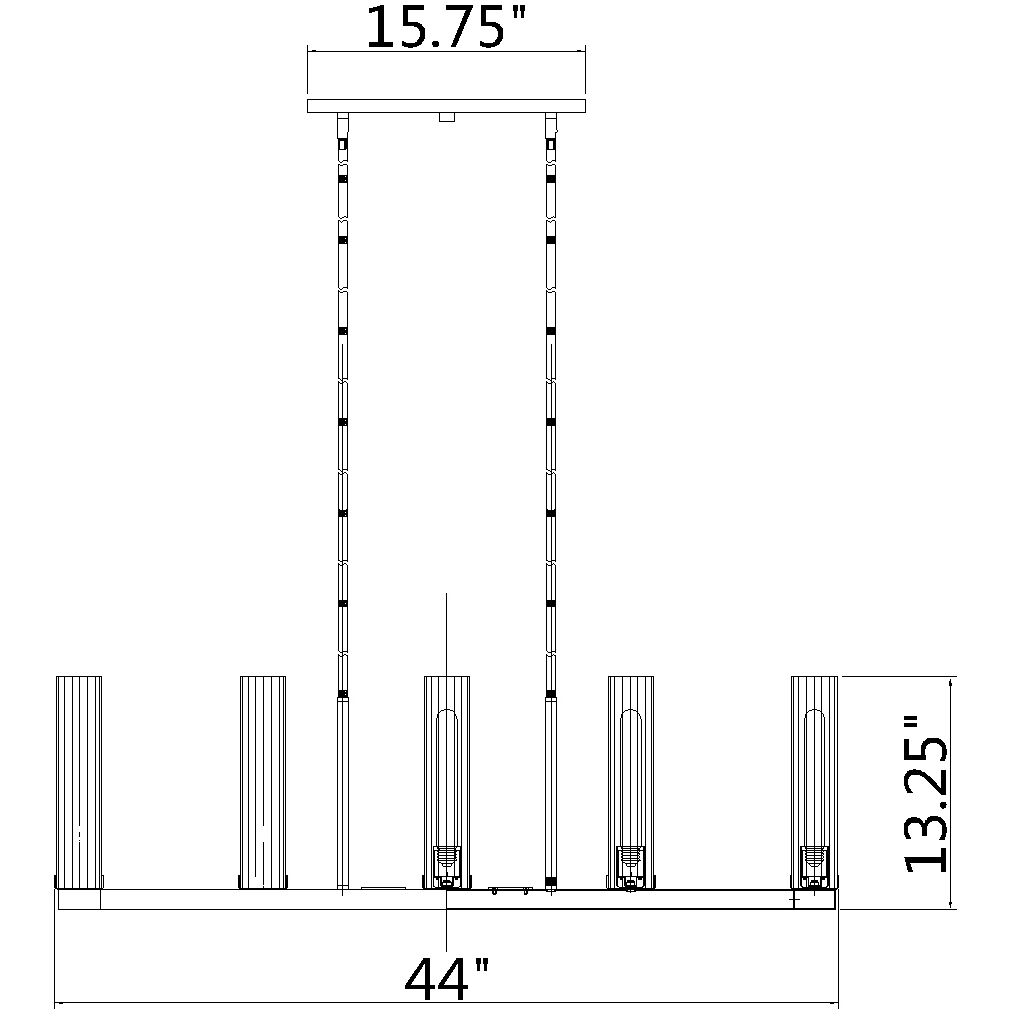 Beau Linear Chandelier Ceiling Light in Polished Nickel