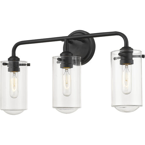 Delaney 3 Light 22 inch Matte Black Vanity Wall Light