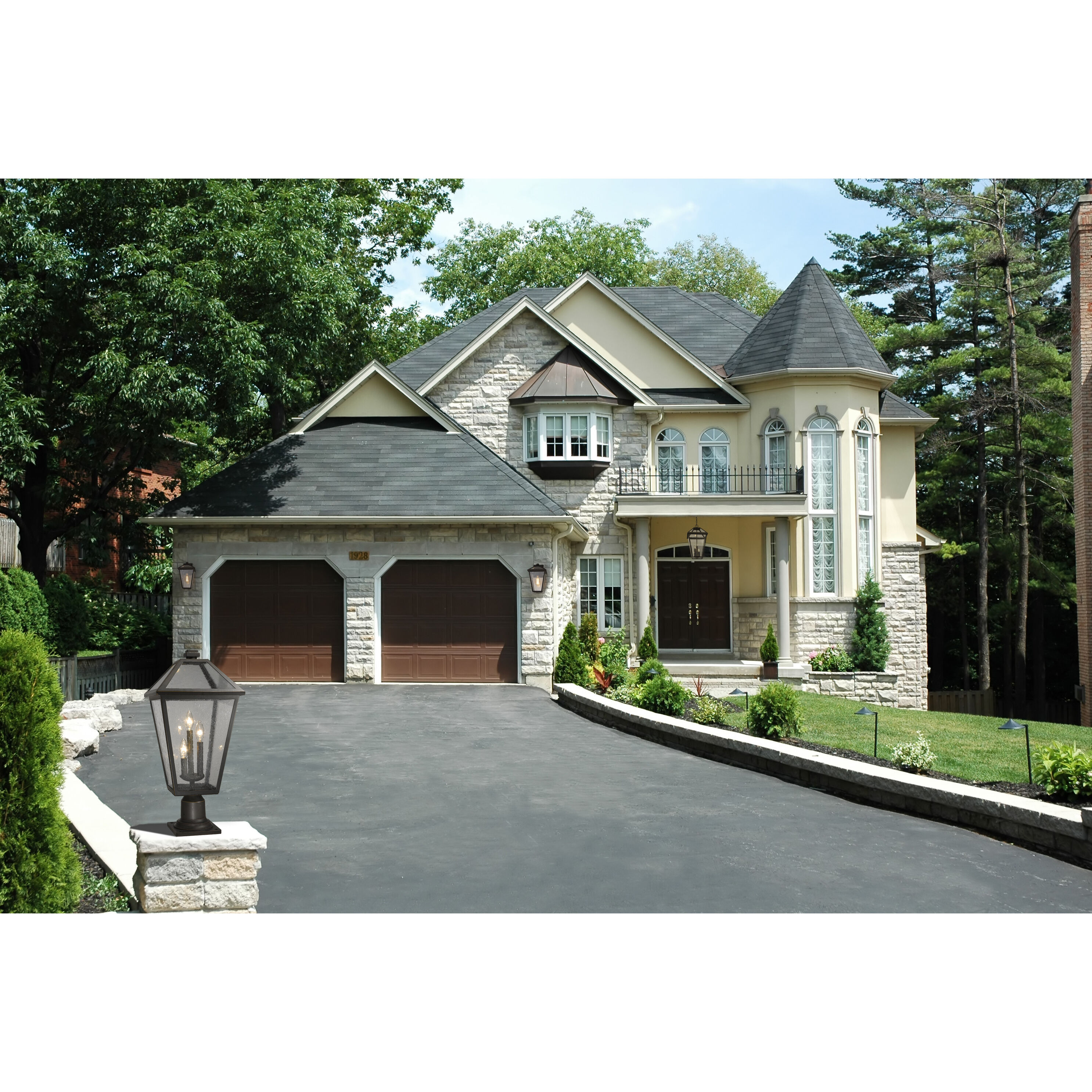 Talbot 3 Light 24.75 inch Oil Rubbed Bronze Outdoor Pier Mounted Fixture in Seedy Glass