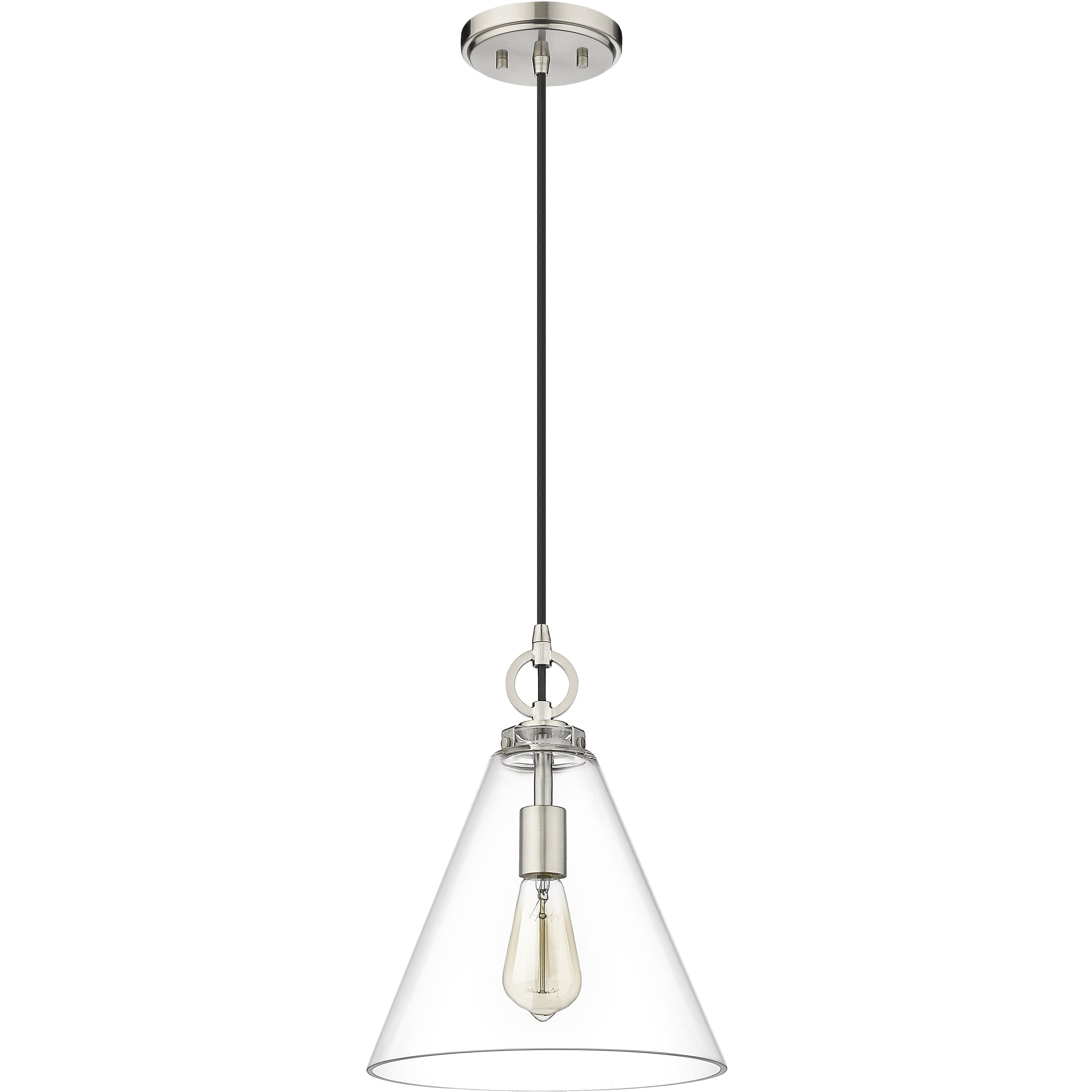 Harper 1 Light 11.5 inch Brushed Nickel Pendant Ceiling Light