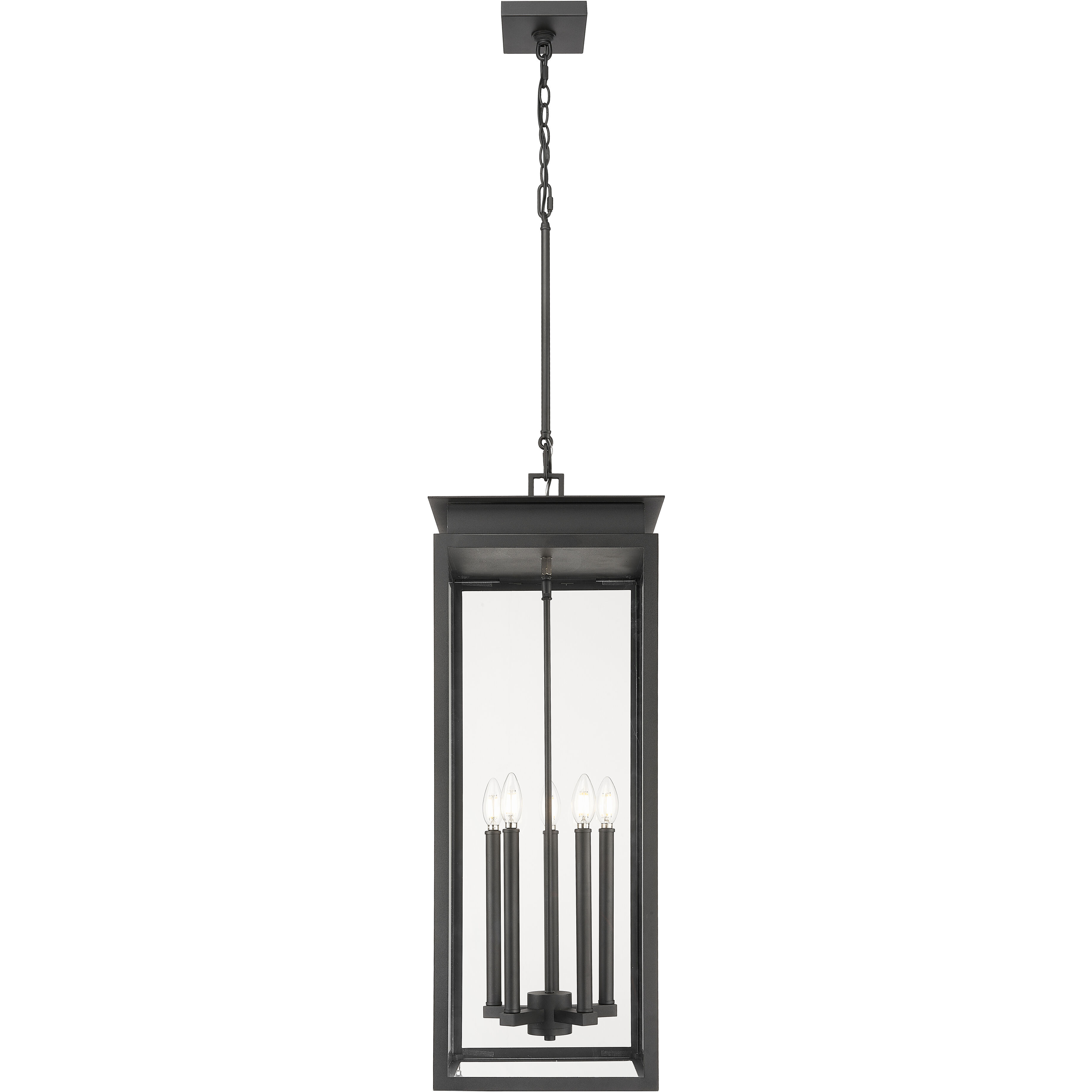 Nova 5 Light 12.5 inch Black Outdoor Chain Mount Ceiling Fixture in Clear Glass