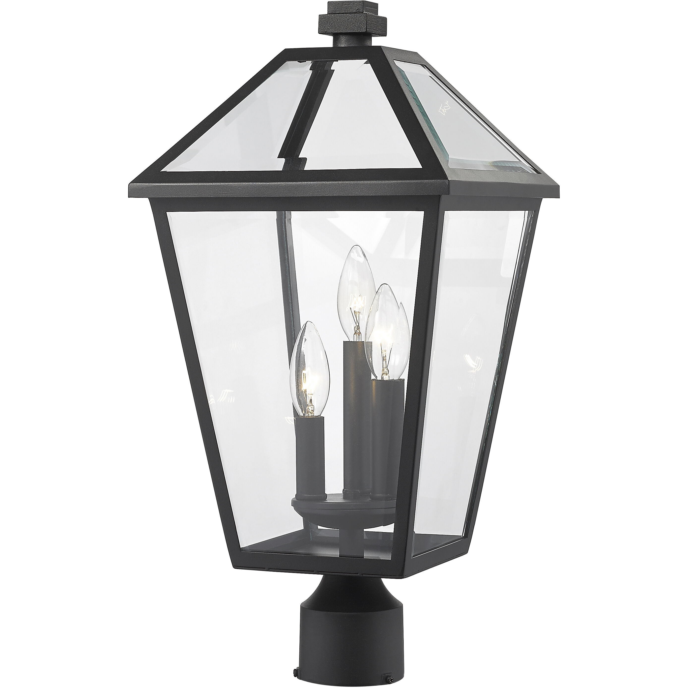 Z Lite 579PHBR BK Talbot 3 Light 20 inch Black Outdoor Post Mount Fixture in Clear Beveled Glass