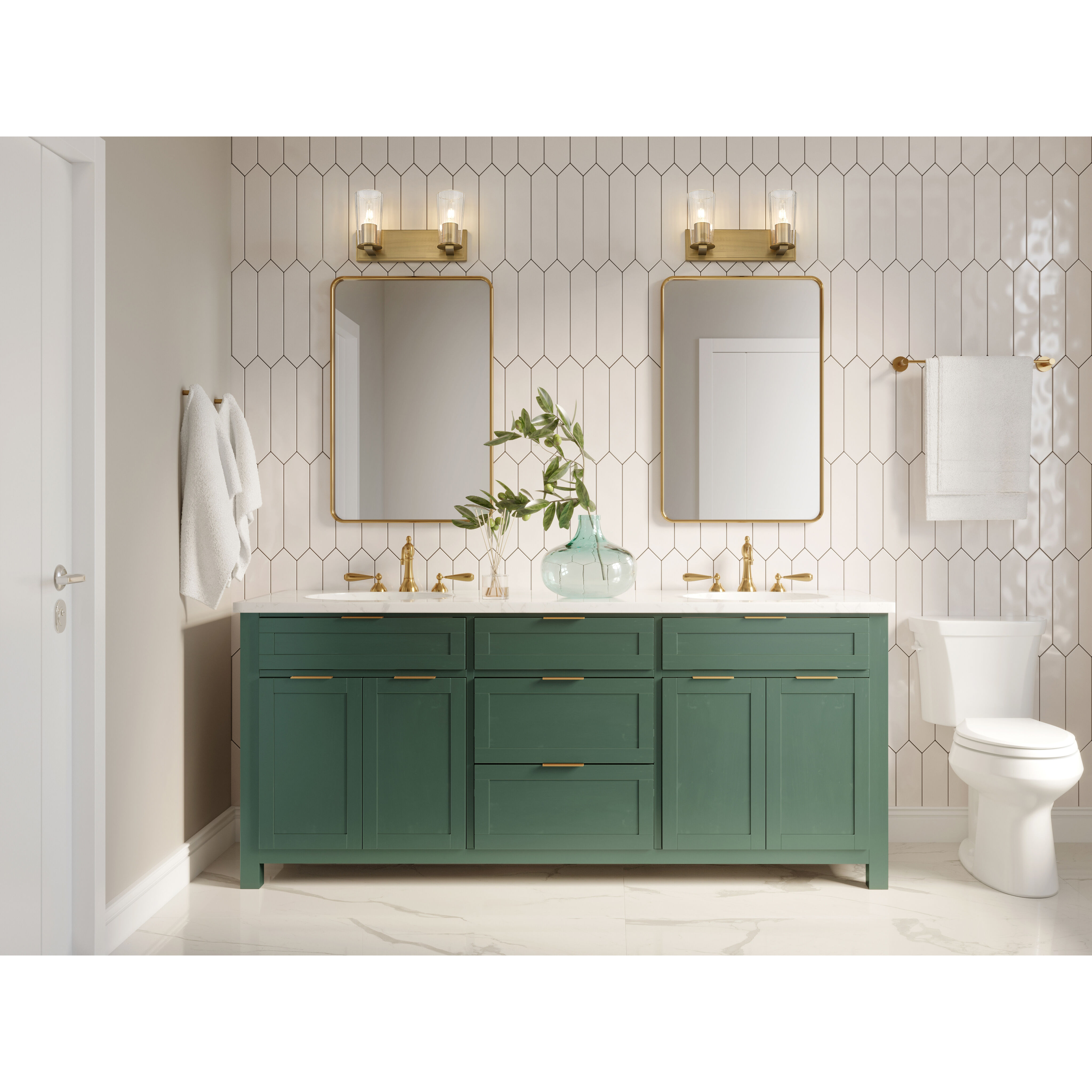Titus 2 Light 16 inch Modern Gold Bath Vanity Light Wall Light