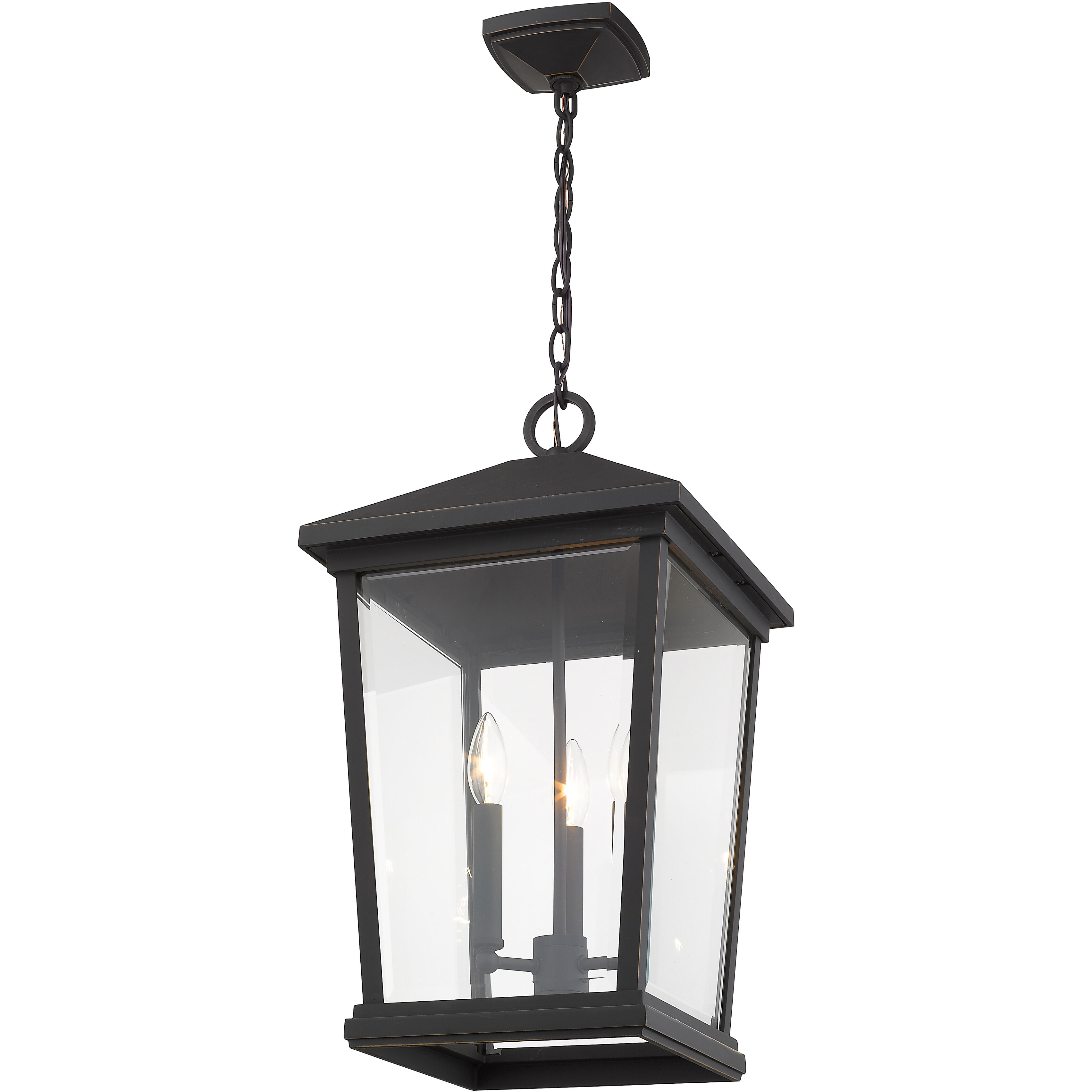 Beacon 3 Light 12 inch Oil Rubbed Bronze Outdoor Chain Mount Ceiling Fixture