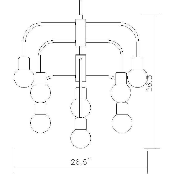Neutra 9 Light 26.5 inch Matte Black and Polished Nickel Chandelier Ceiling Light