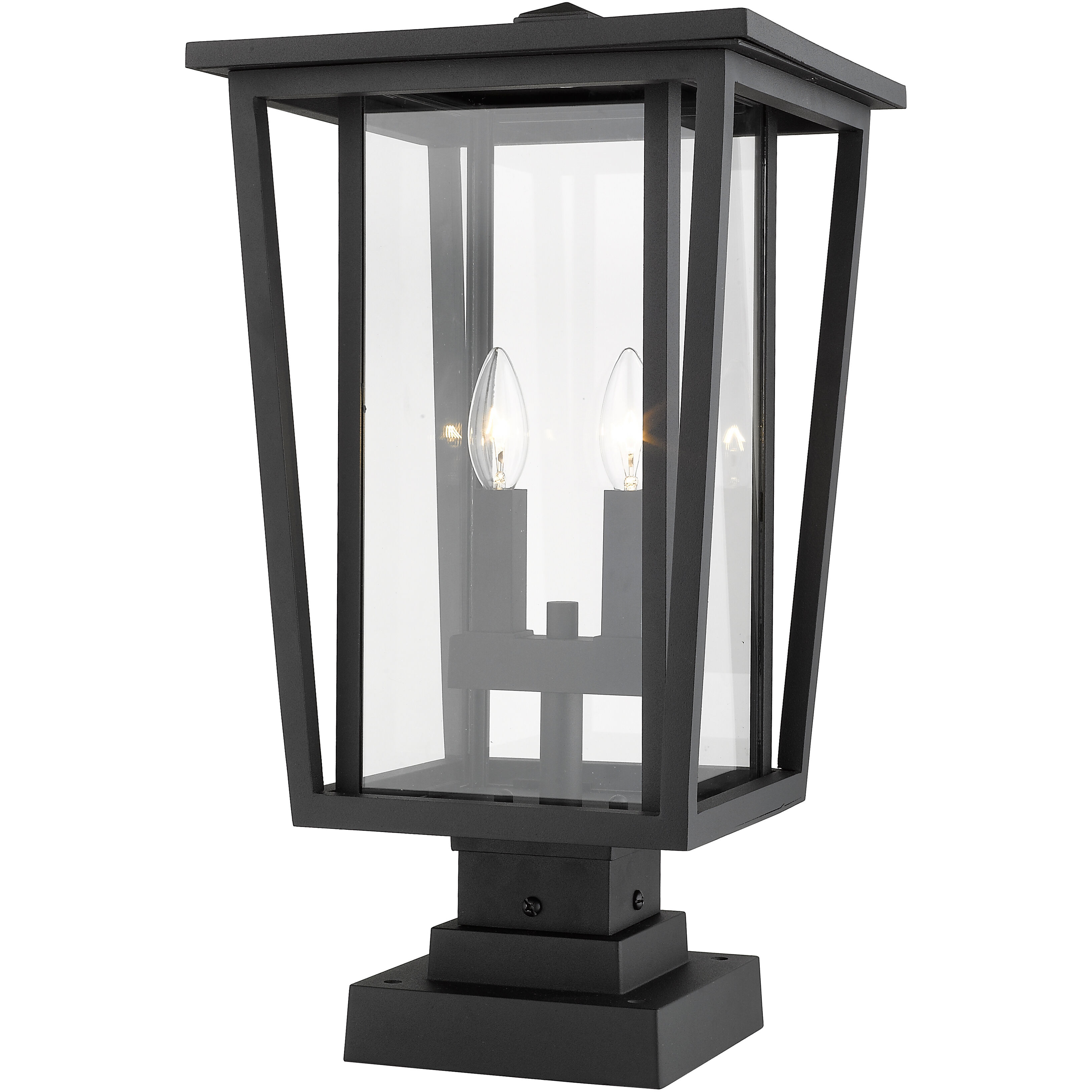 Seoul 2 Light 20.75 inch Black Outdoor Pier Mounted Fixture in 13.5