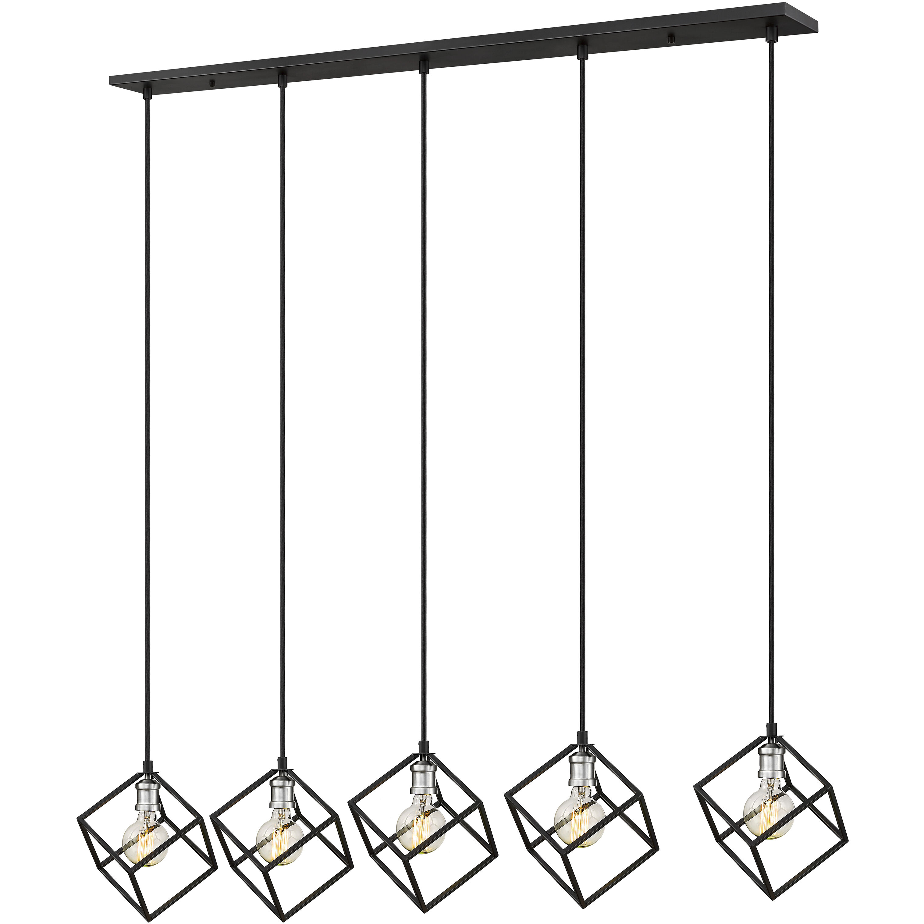 Vertical 5 Light 54 inch Matte Black and Brushed Nickel Linear Chandelier Ceiling Light