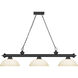 Cordon 3 Light 57.25 inch Matte Black Billiard Ceiling Light in Matte Opal Glass