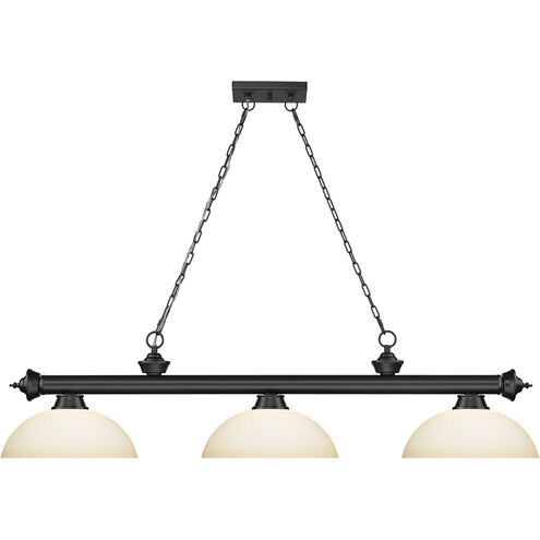 Cordon 3 Light 57.25 inch Matte Black Billiard Ceiling Light in Matte Opal Glass
