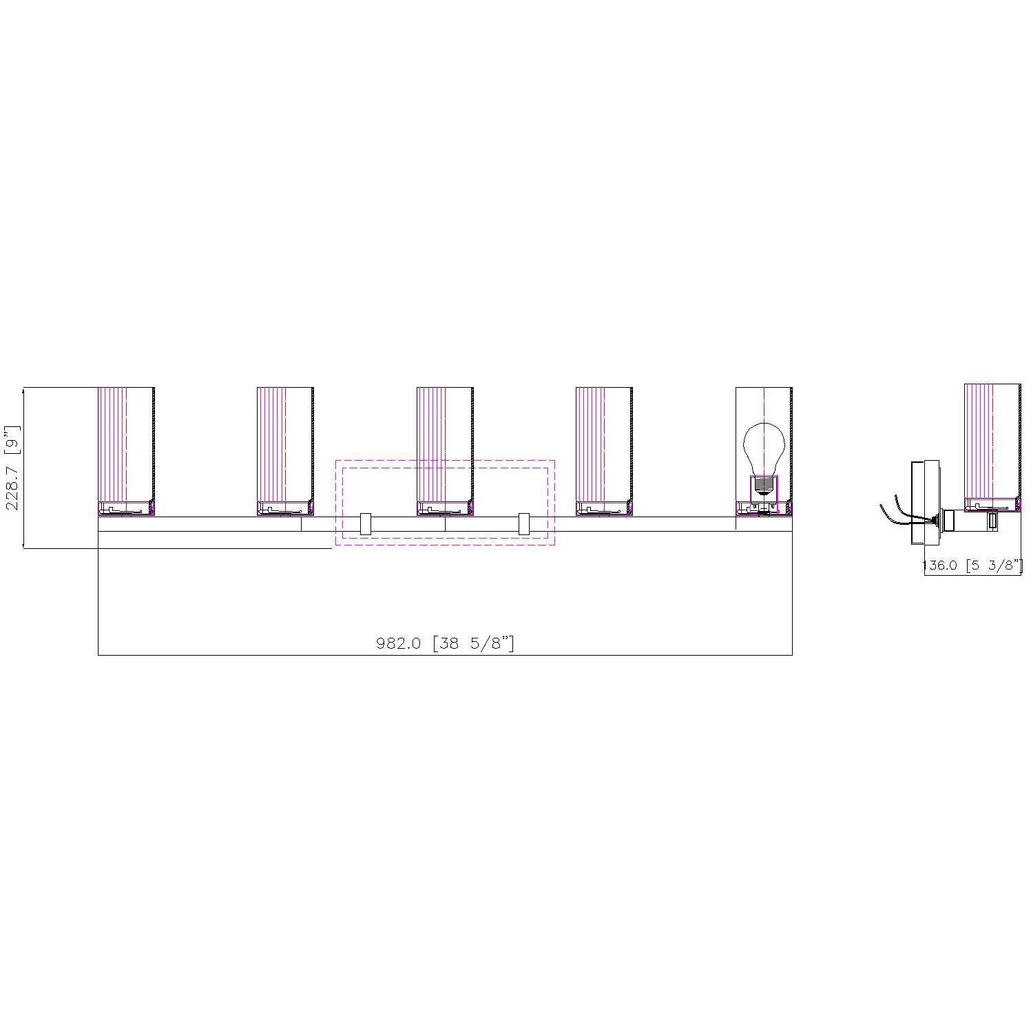 Danica 5 Light 38.75 inch Chrome Bath Vanity Light Wall Light