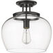 Joliet 1 Light 13 inch Matte Black Semi Flush Mount Ceiling Light