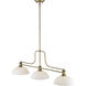 Melange 3 Light 52 inch Heritage Brass Billiard Ceiling Light in Matte Opal Glass