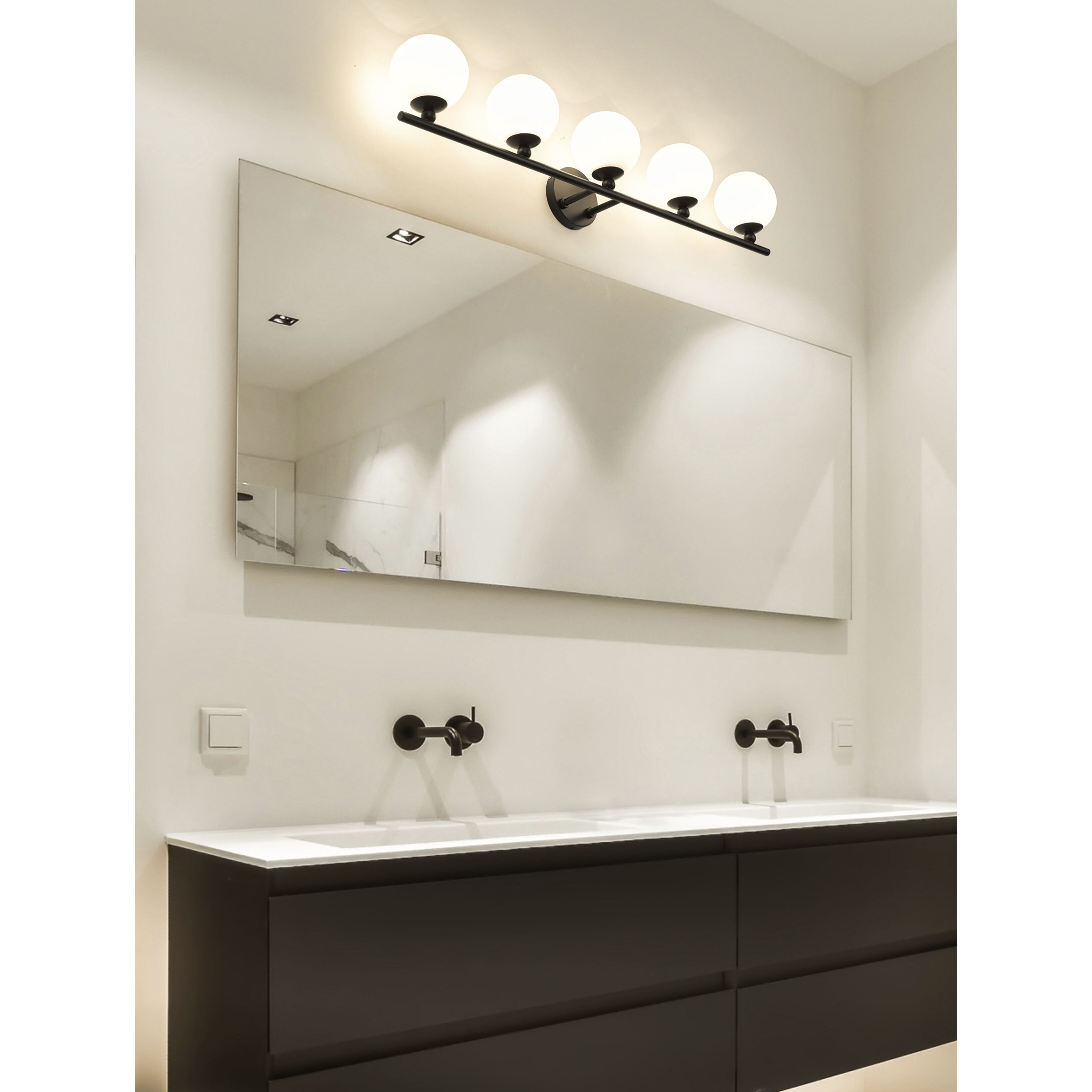 Neoma 5 Light 38.25 inch Matte Black Vanity Wall Light
