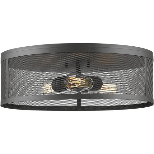 Meshsmith 3 Light 18 inch Bronze Flush Mount Ceiling Light in Bronze Steel