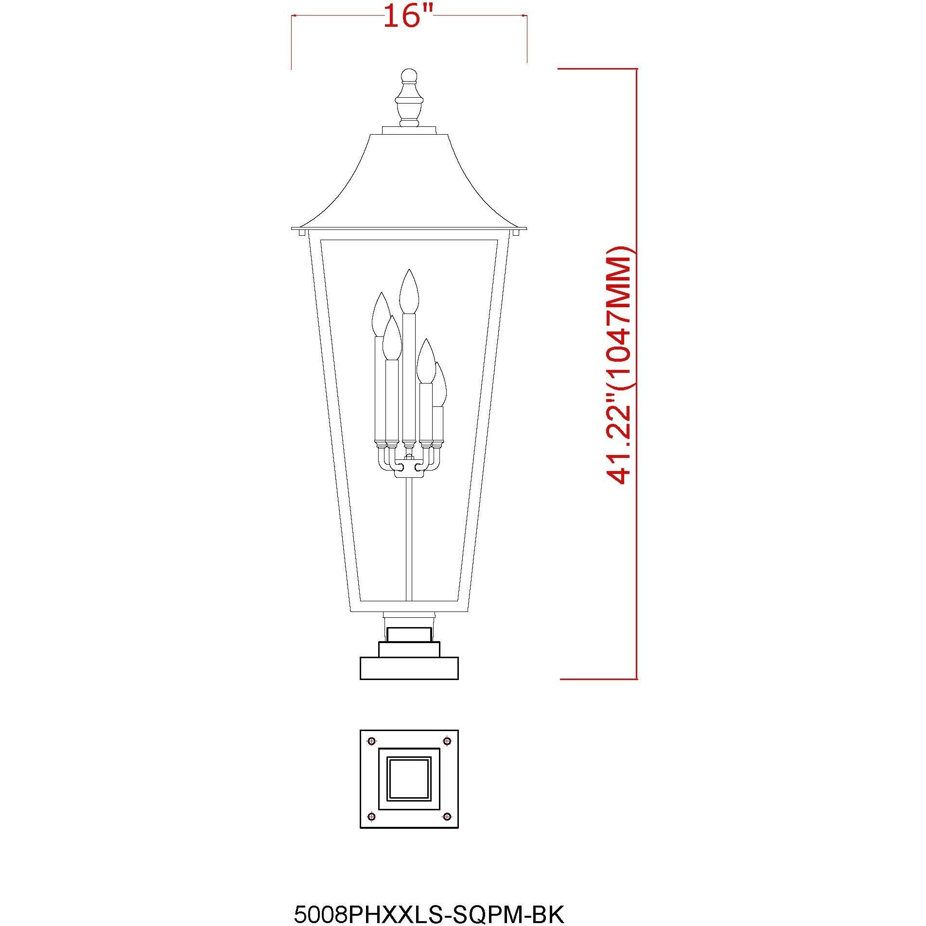 Gannon 5 Light 41.25 inch Black Outdoor Pier Mounted Fixture in G9