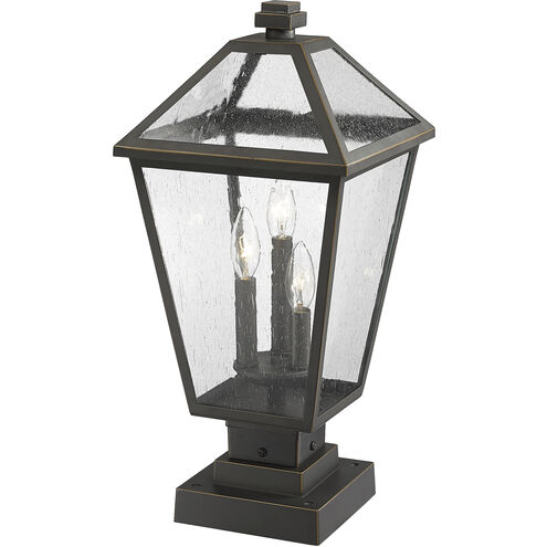 Talbot 3 Light 21 inch Oil Rubbed Bronze Outdoor Pier Mounted Fixture in Seedy Glass