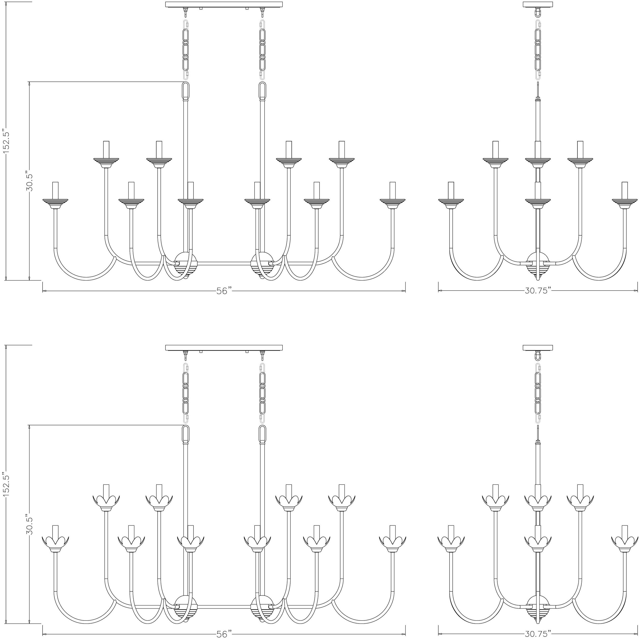 Allistair Linear Chandelier Ceiling Light in Modern Gold