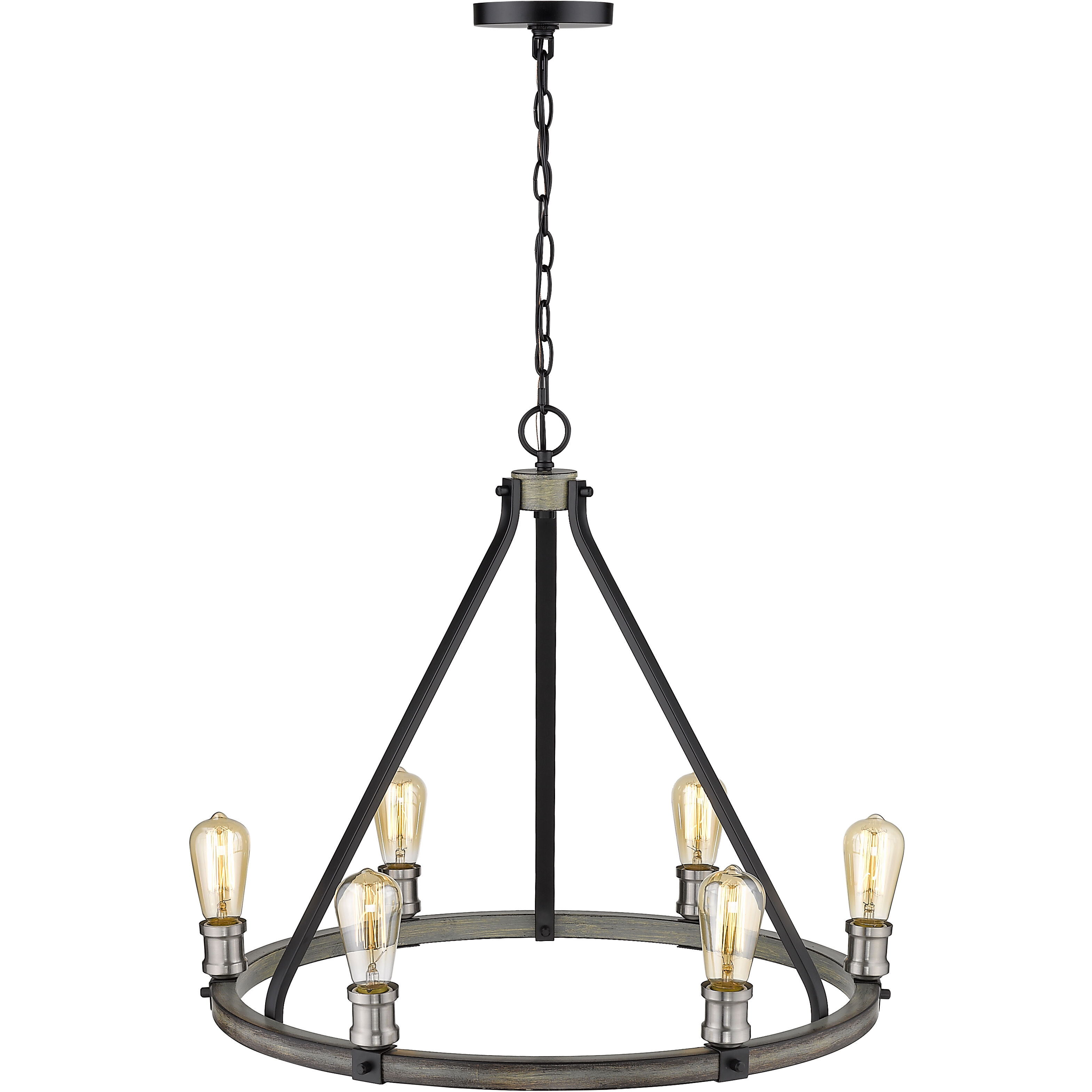 Kirkland 6 Light 25 inch Ashen Barnboard Chandelier Ceiling Light