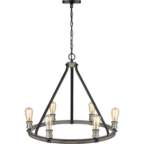 Kirkland 6 Light 25 inch Ashen Barnboard Chandelier Ceiling Light