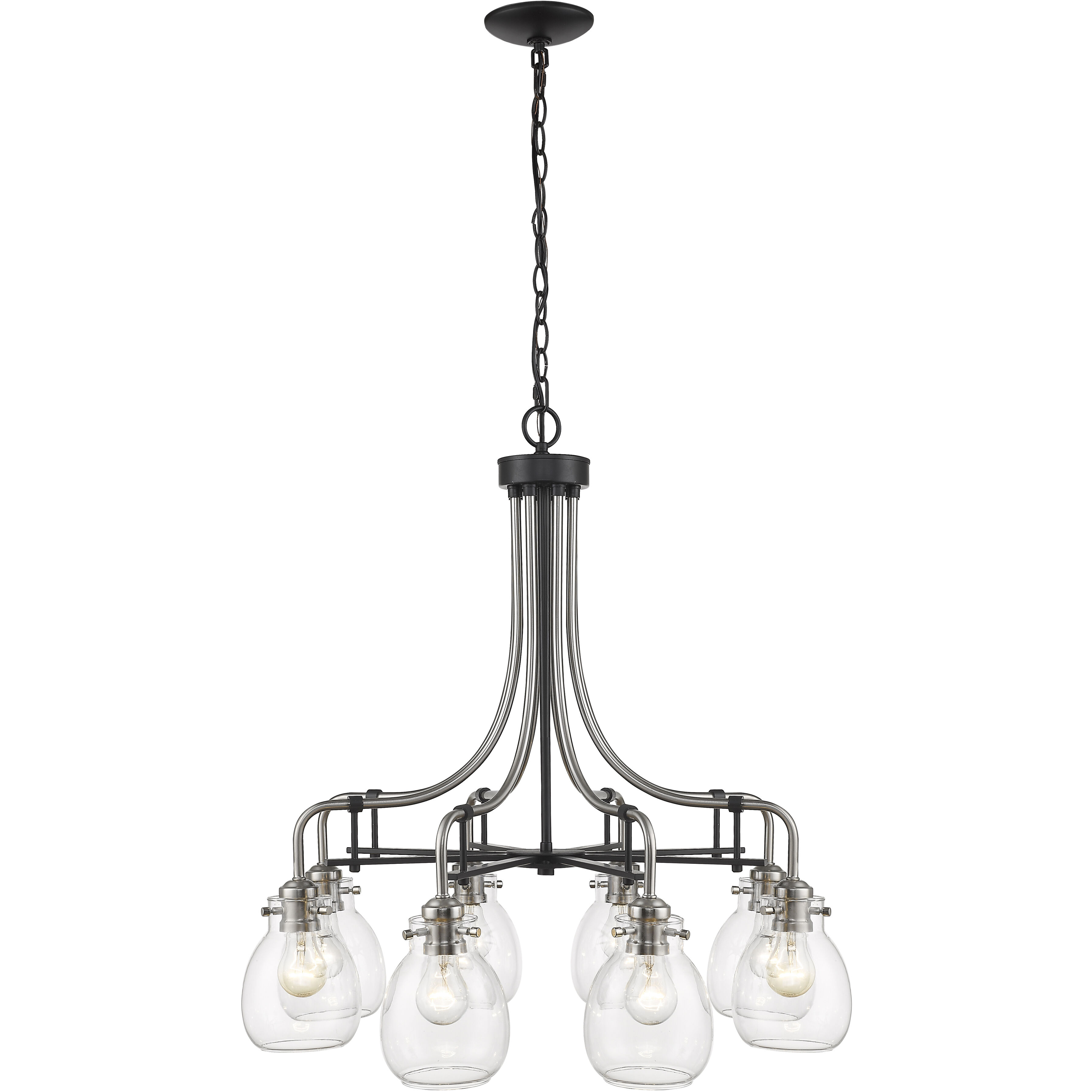 Kraken 8 Light 28 inch Matte Black and Brushed Nickel Chandelier Ceiling Light