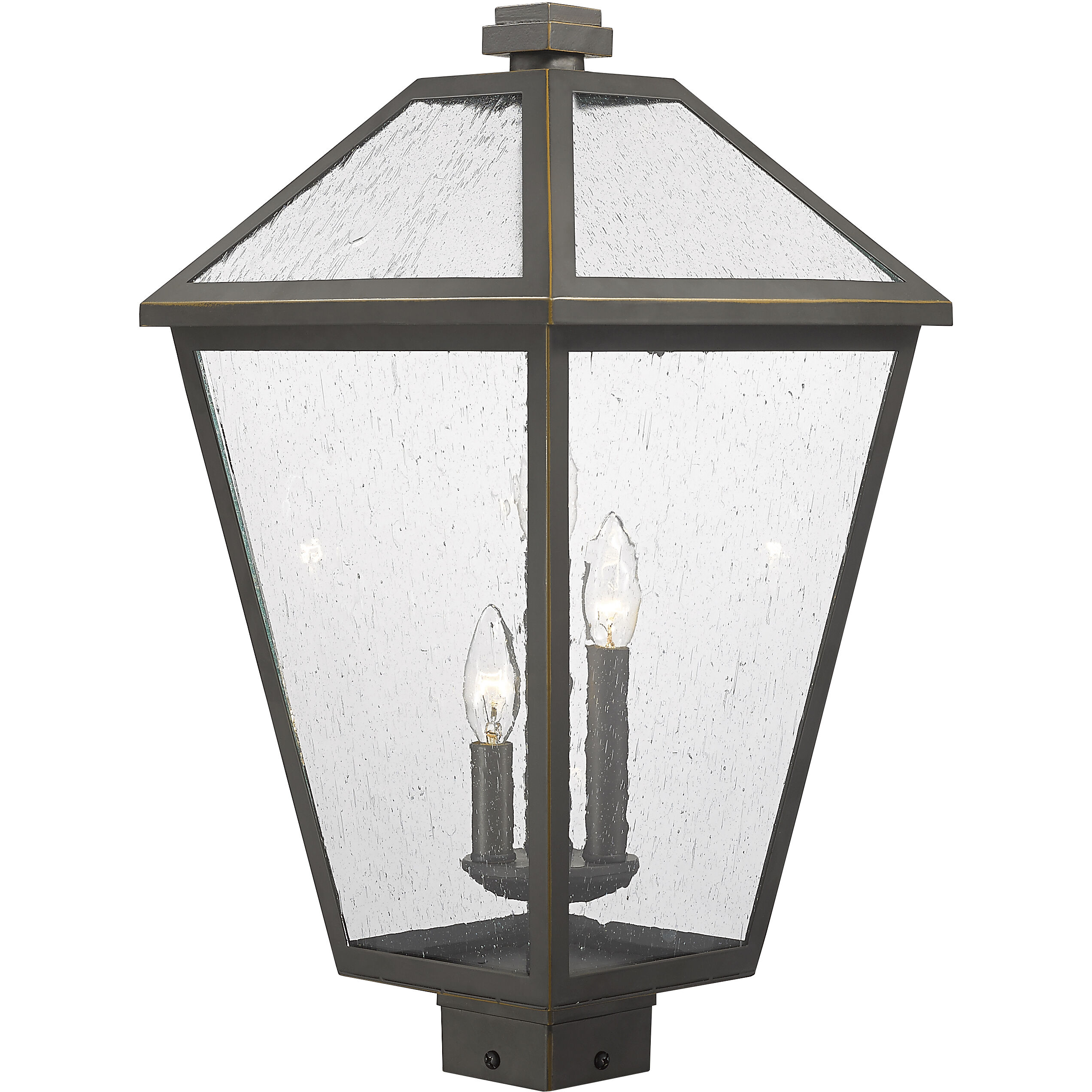 Talbot 3 Light 22.25 inch Oil Rubbed Bronze Outdoor Post Mount Fixture in Seedy Glass