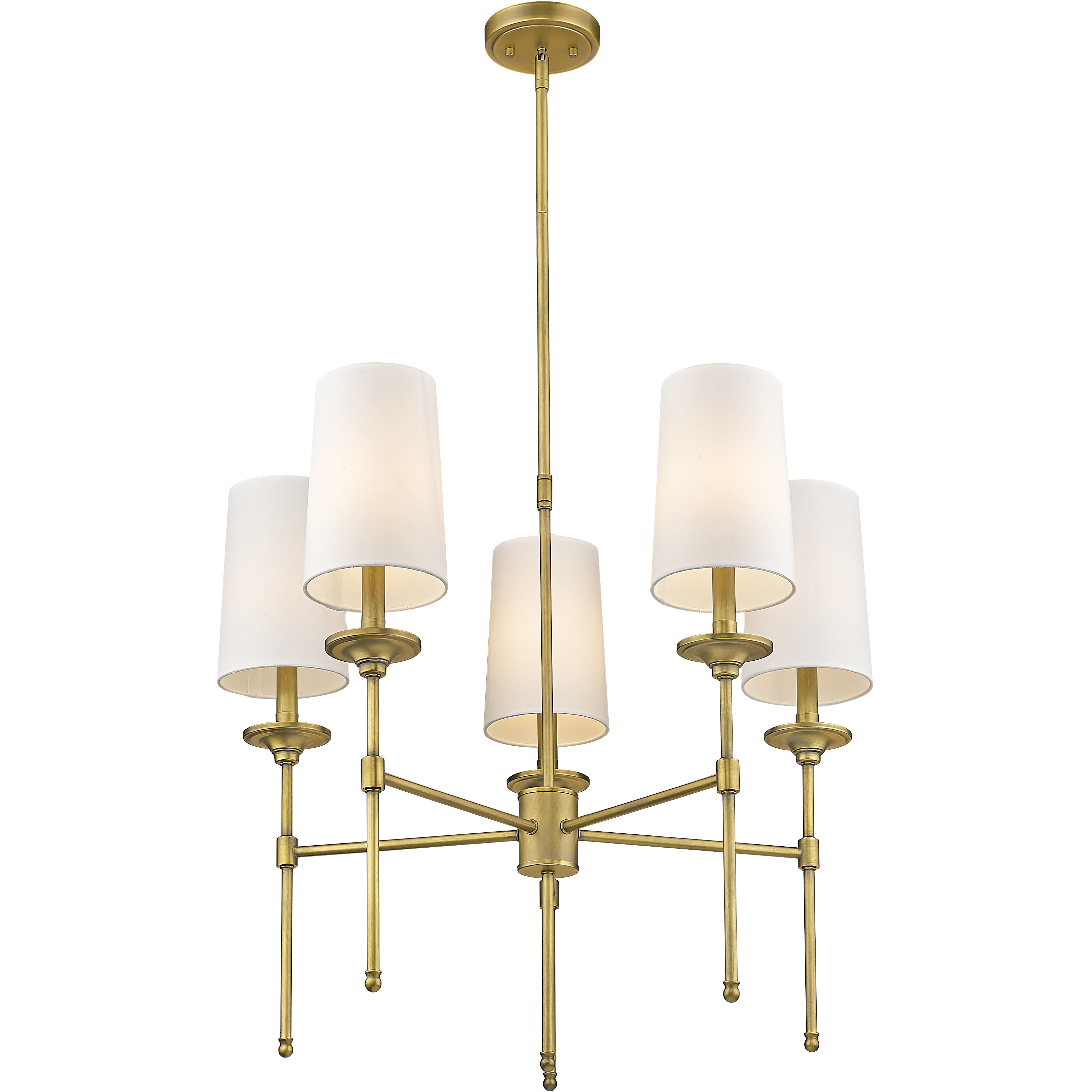 Emily 5 Light 28 inch Rubbed Brass Chandelier Ceiling Light