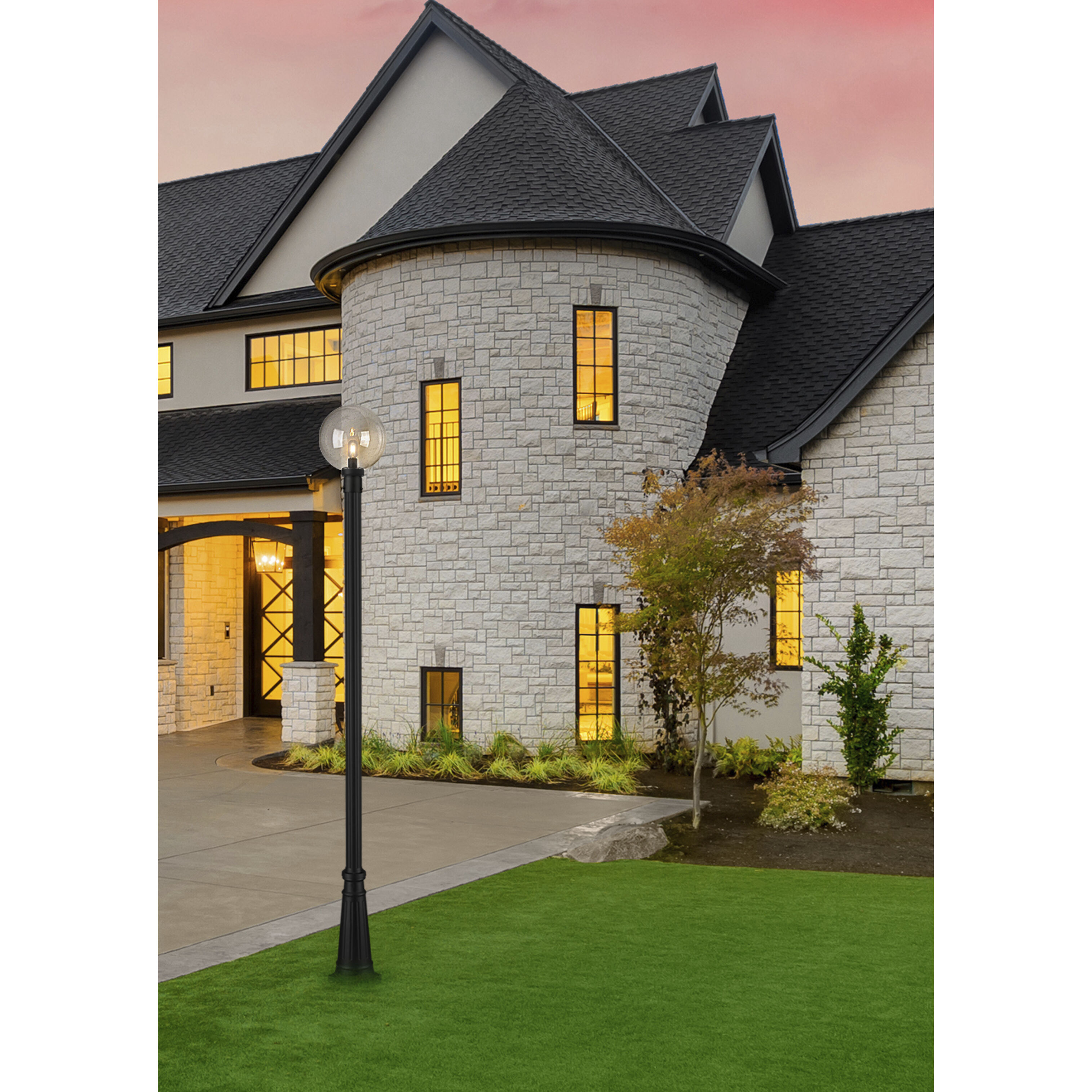 Laurent 1 Light 109.75 inch Black Outdoor Post Mounted Fixture