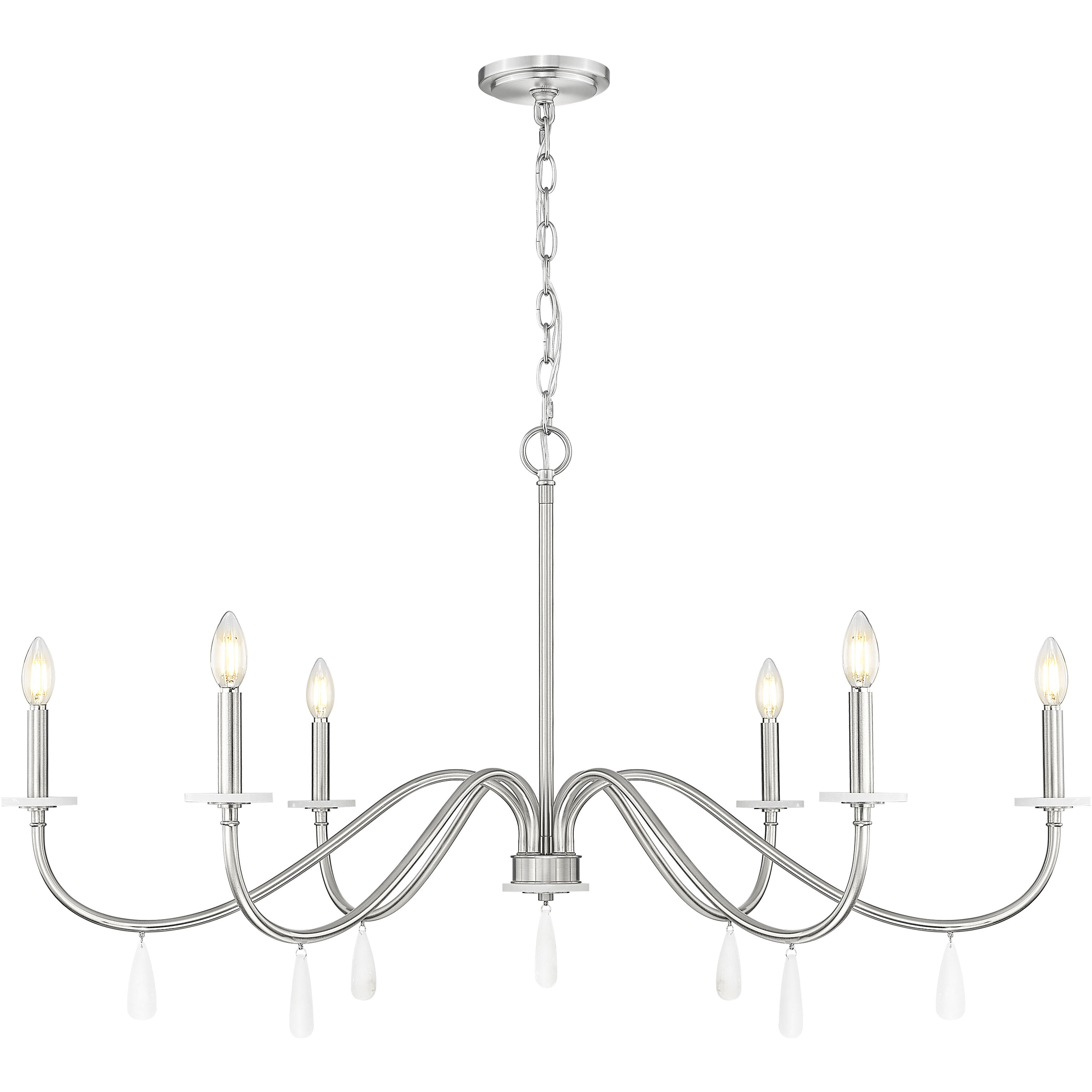 Toussant 6 Light 45 inch Brushed Nickel Chandelier Ceiling Light