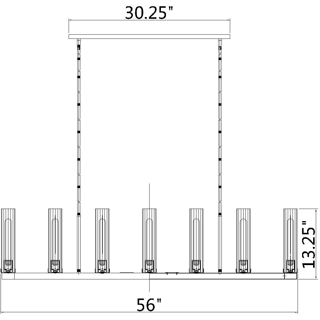 Beau 9 Light 56 inch Polished Nickel Linear Chandelier Ceiling Light
