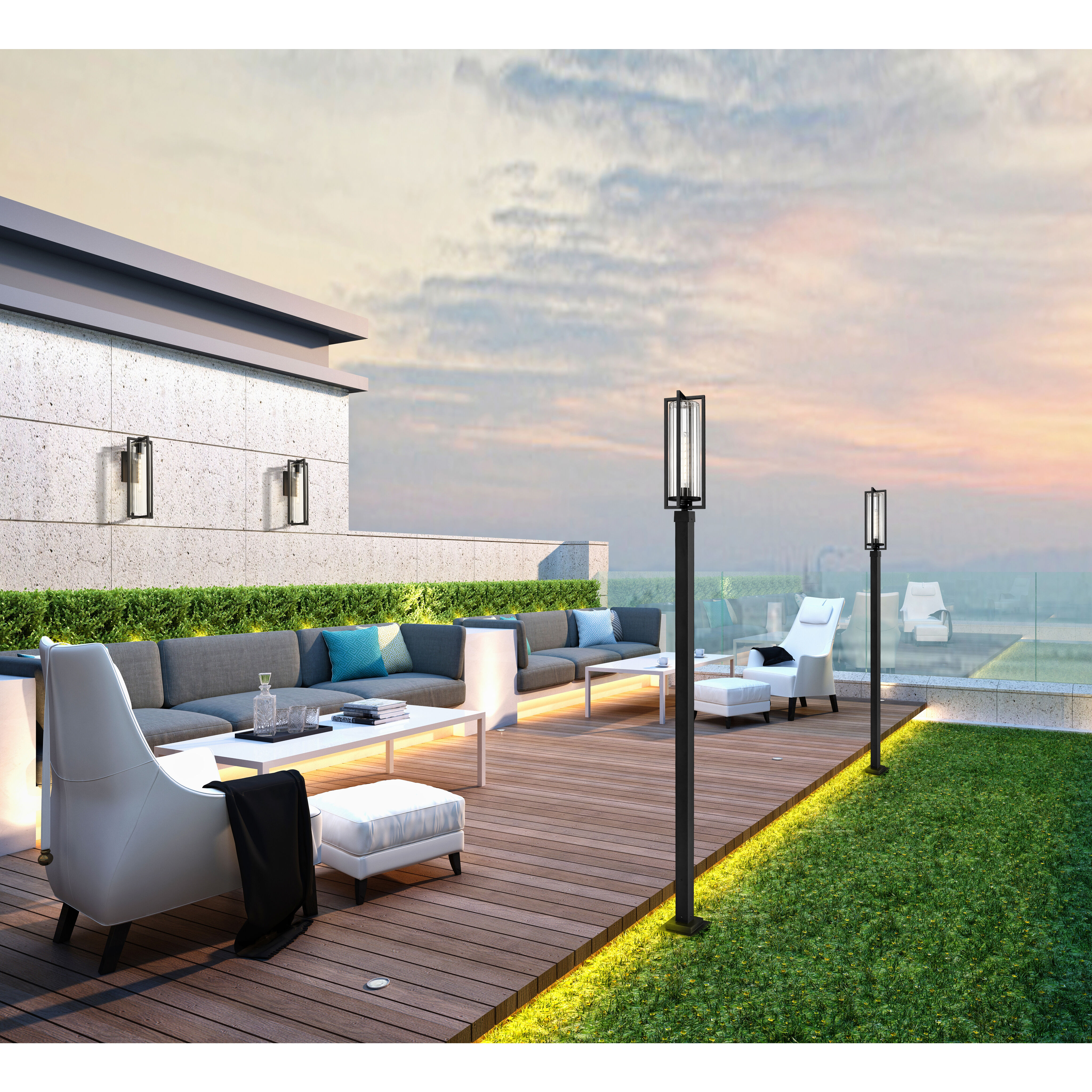 Aura 1 Light 118.5 inch Black Outdoor Post Mounted Fixture in G9