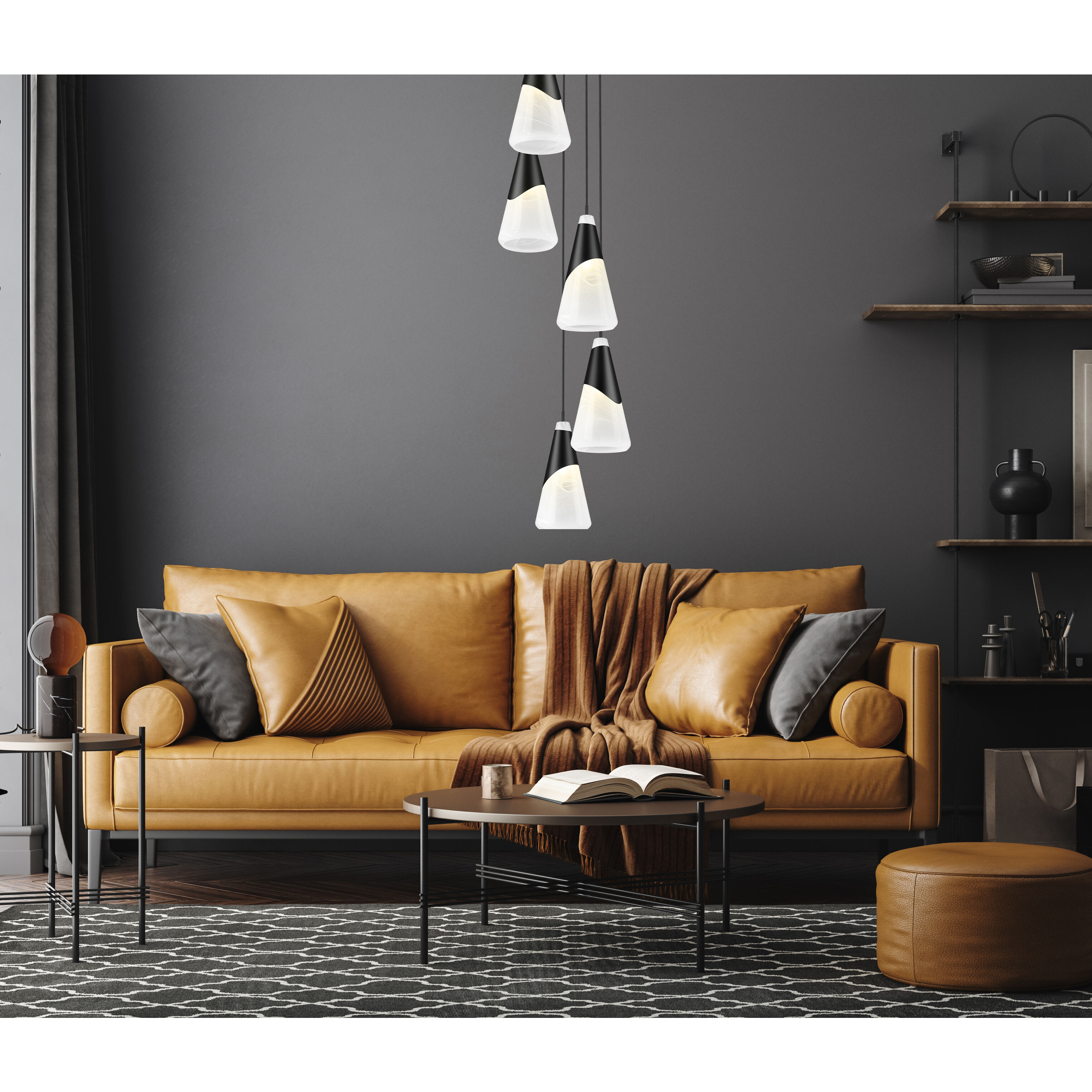 Aimie 5 Light 12 inch Matte Black Chandelier Ceiling Light