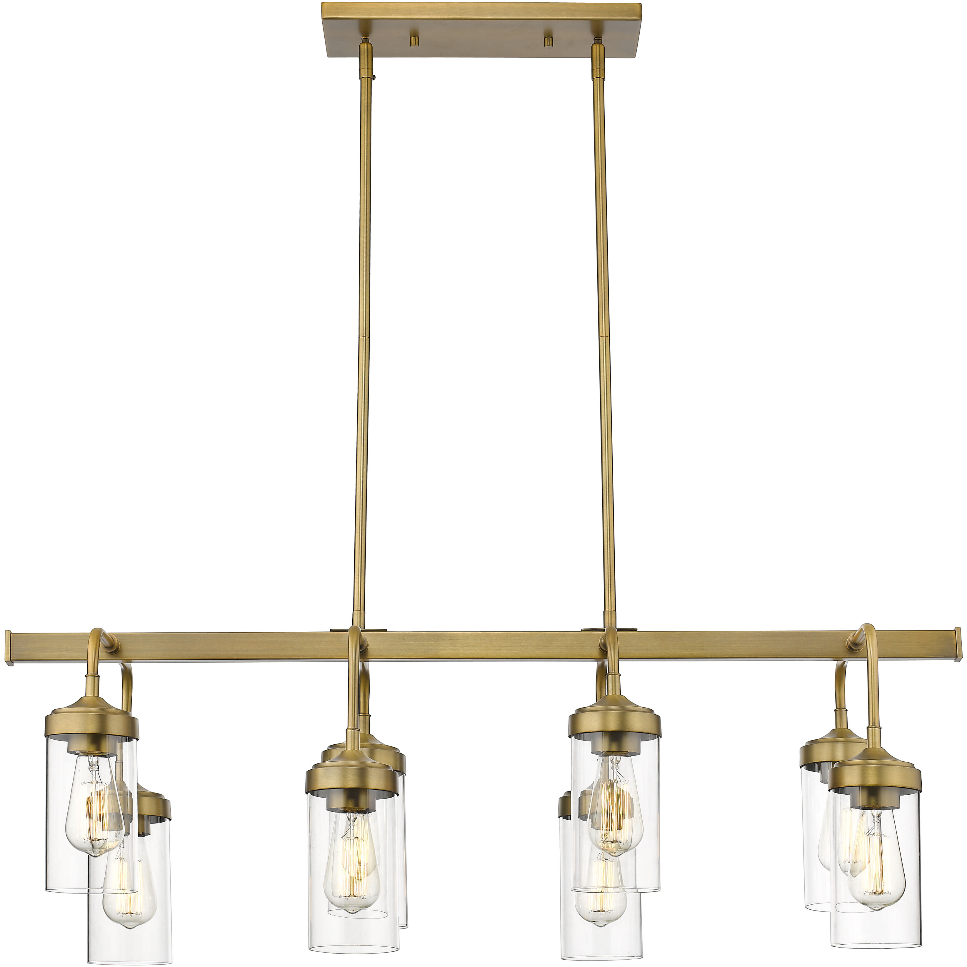 Calliope 8 Light 40 inch Foundry Brass Linear Chandelier Ceiling Light