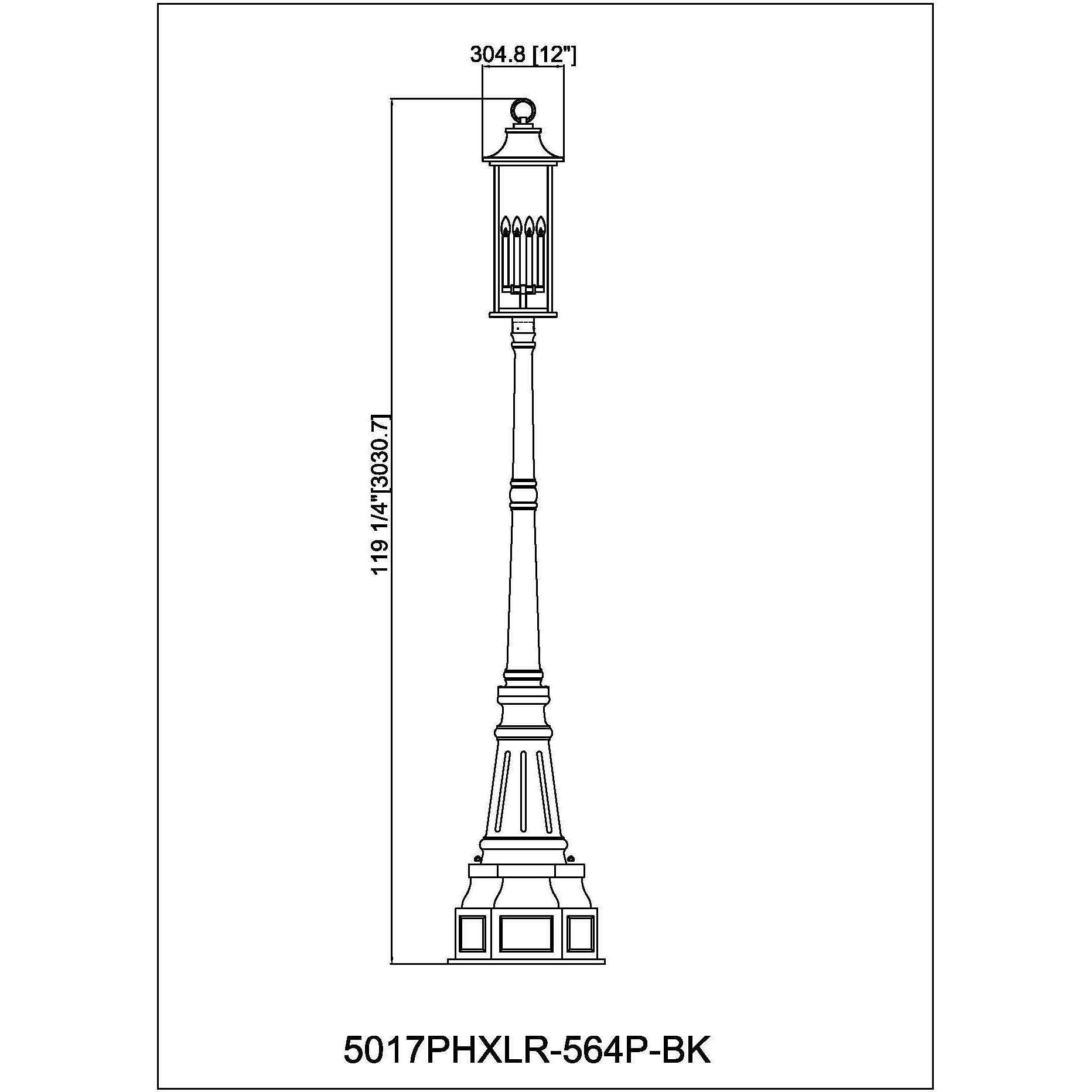 Tiberius 6 Light 116.75 inch Black Outdoor Post Mounted Fixture in Clear Seedy Glass
