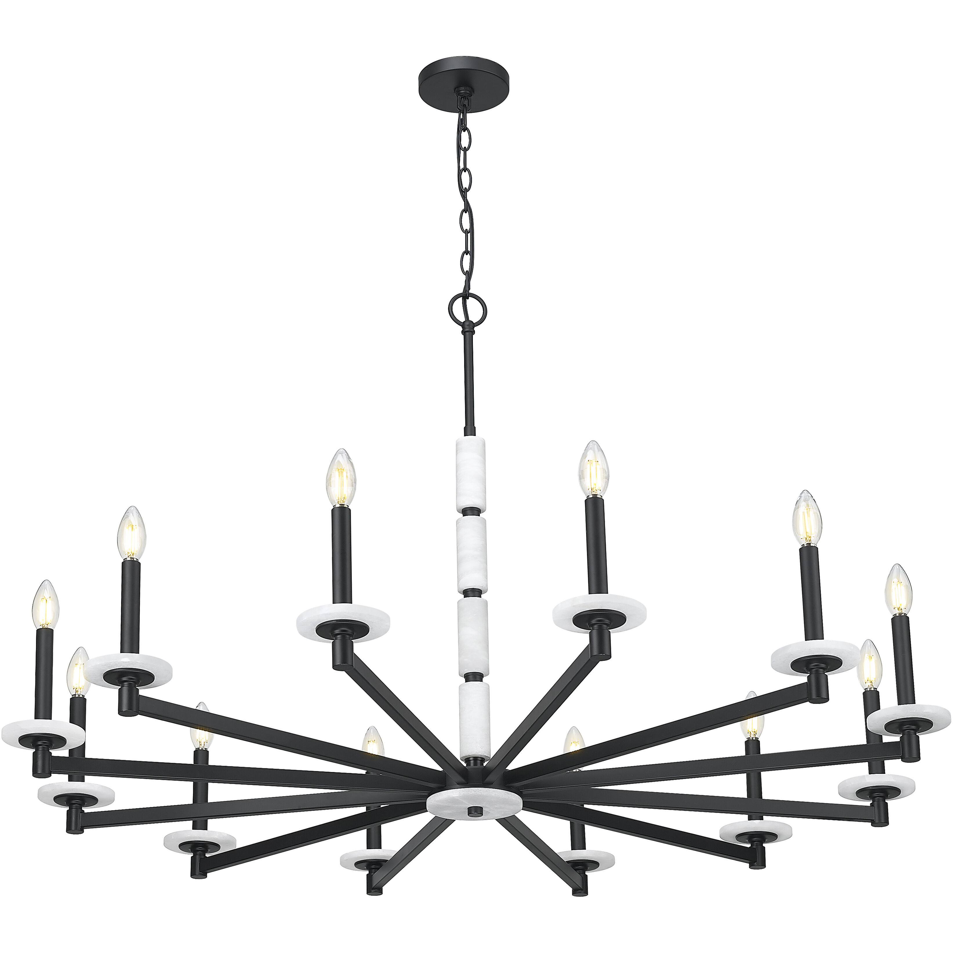 Kaden 12 Light 48 inch Matte Black Chandelier Ceiling Light