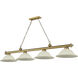 Cordon 4 Light 81.75 inch Rubbed Brass Billiard Ceiling Light in Golden Mottle Glass