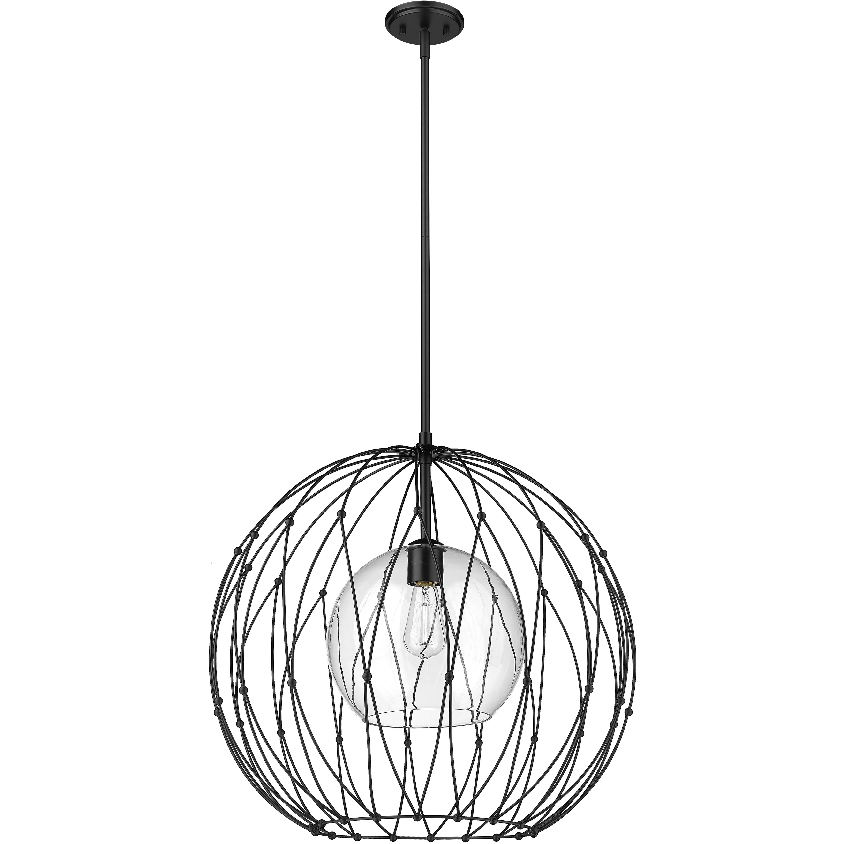 Elle 1 Light 24 inch Matte Black Pendant Ceiling Light