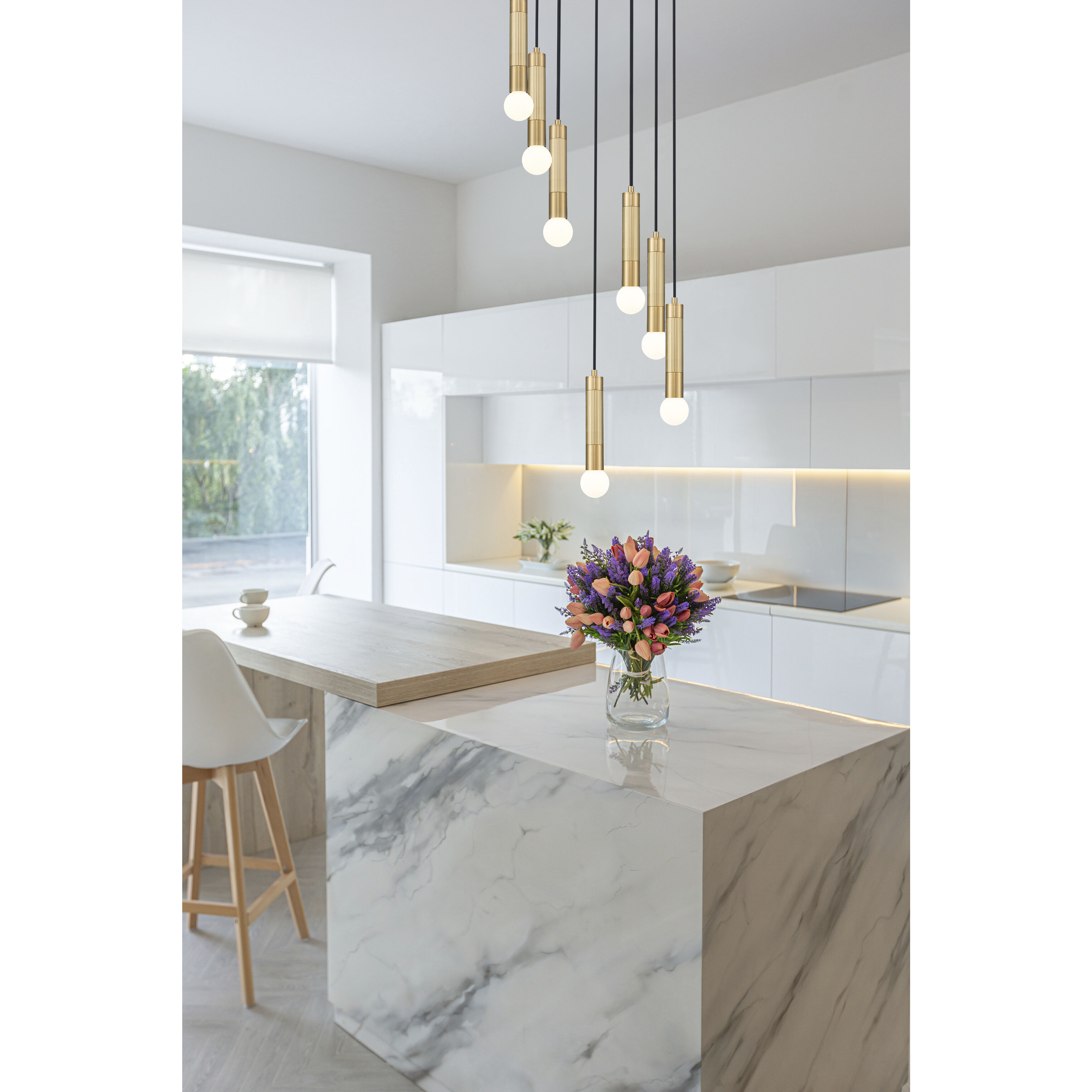 Stari 7 Light 18 inch Modern Gold Chandelier Ceiling Light