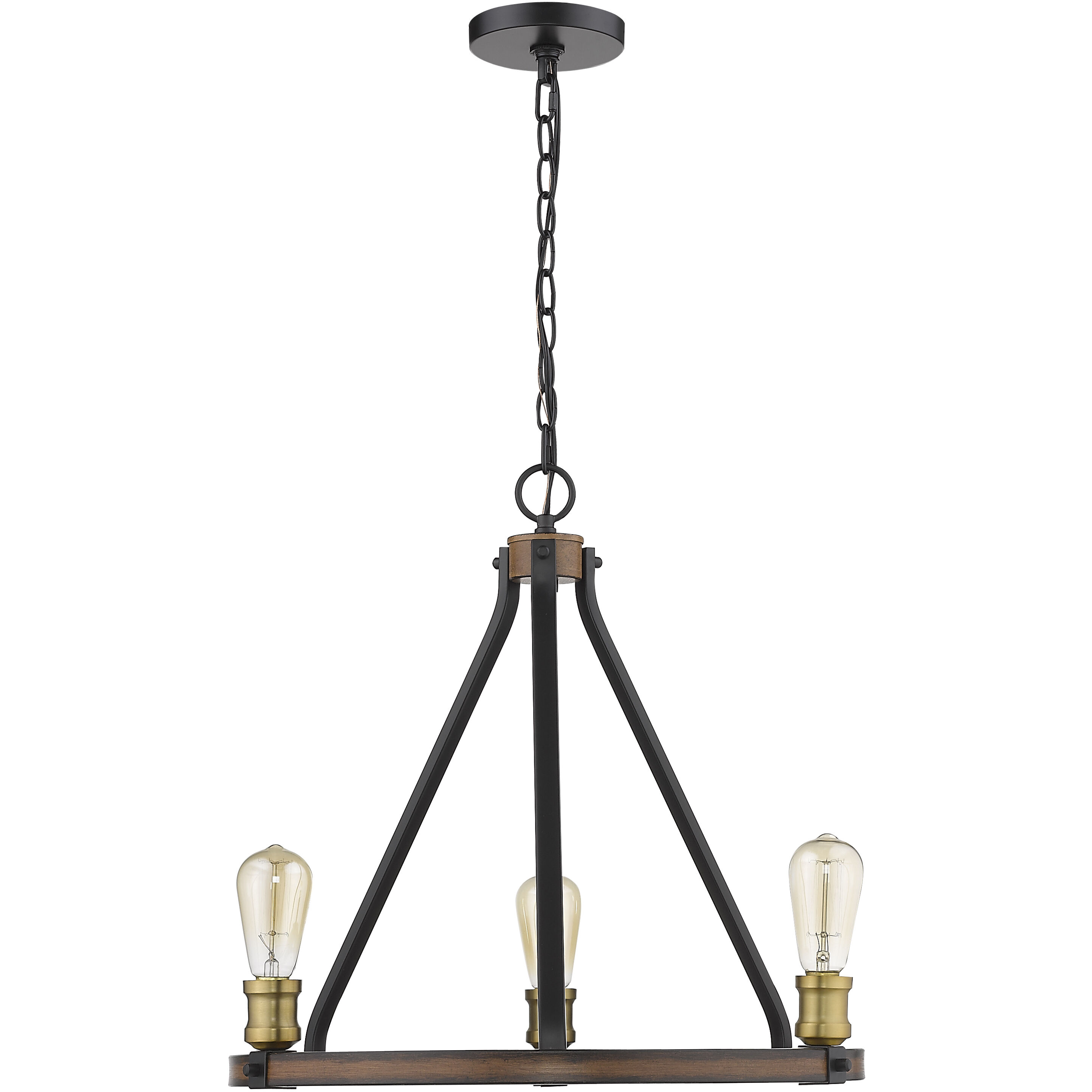 Kirkland 3 Light 20 inch Rustic Mahogany Chandelier Ceiling Light