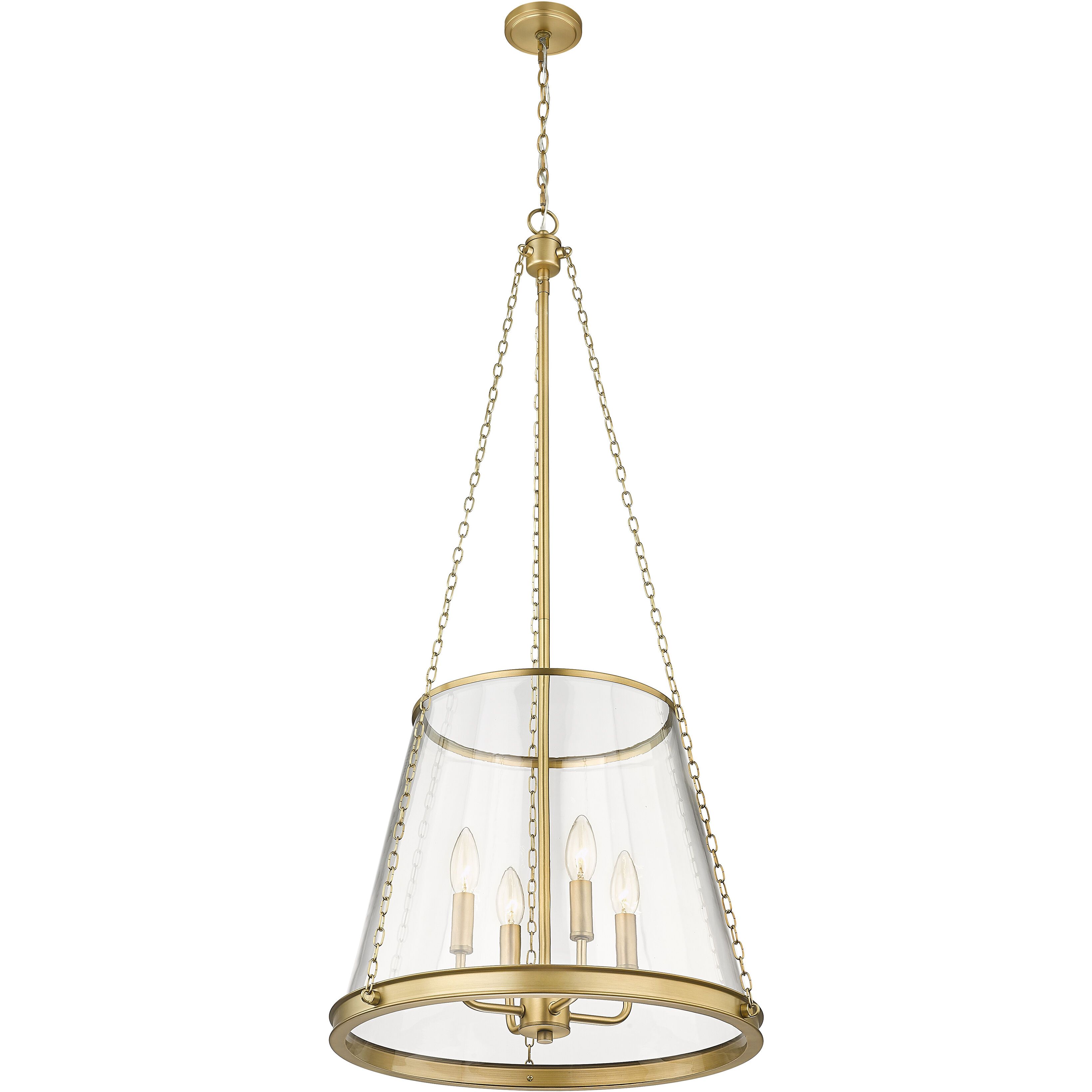 Z-Lite 341P18-RB Prescott 4 Light 18 inch Rubbed Brass Pendant Ceiling  Light in Rubbed Bronze