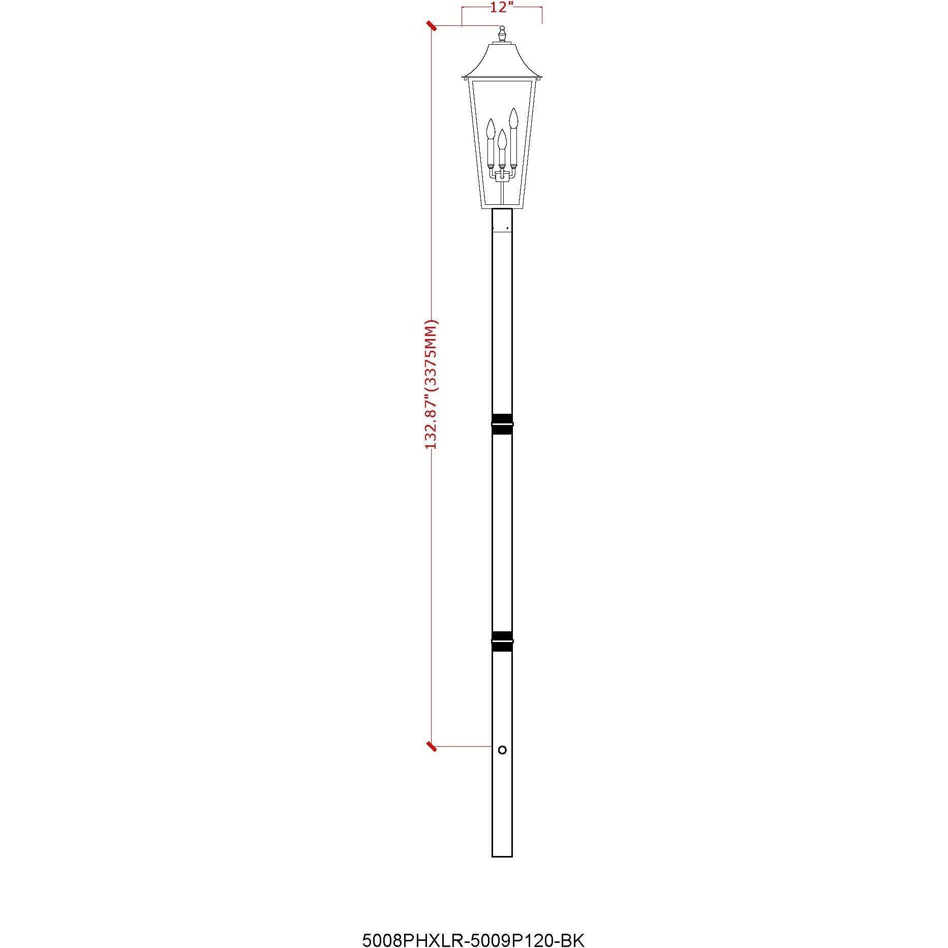 Gannon 3 Light 149.5 inch Black Outdoor Post Mounted Fixture in G9