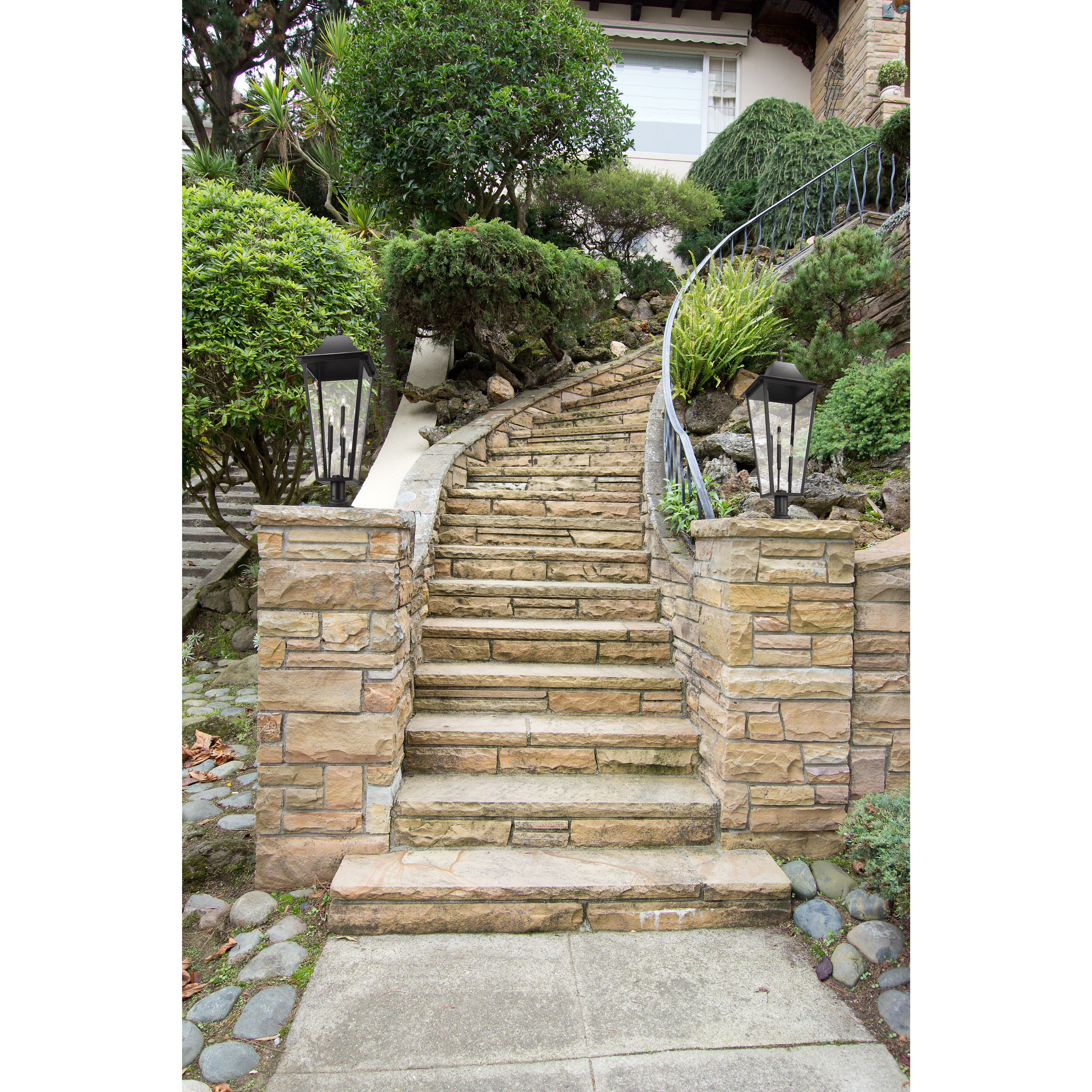 Gannon 5 Light 42.25 inch Black Outdoor Pier Mounted Fixture in G9