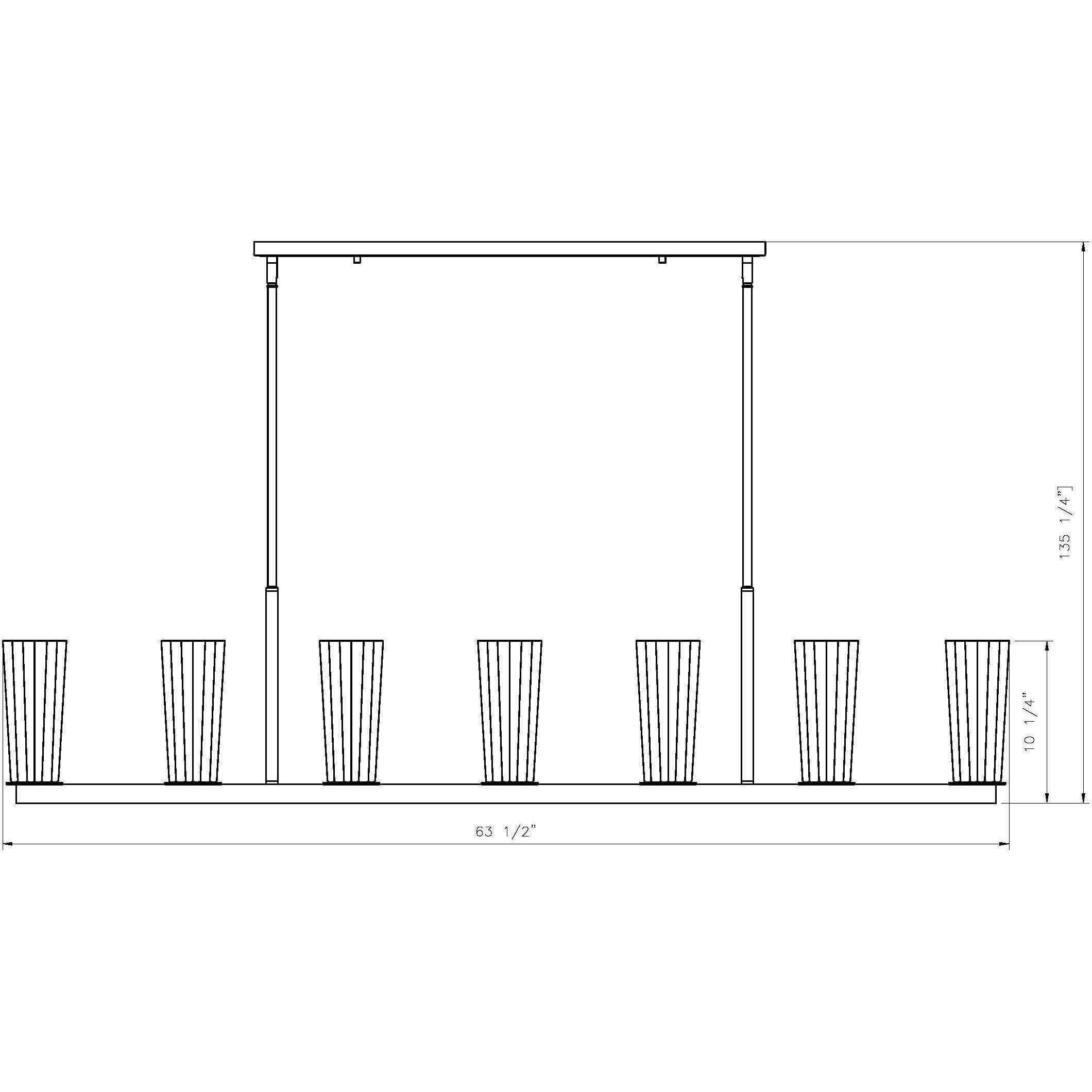 Titus 7 Light 63.5 inch Modern Gold Linear Chandelier Ceiling Light