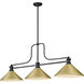 Melange 3 Light 52 inch Matte Black Billiard Ceiling Light in Satin Gold Steel