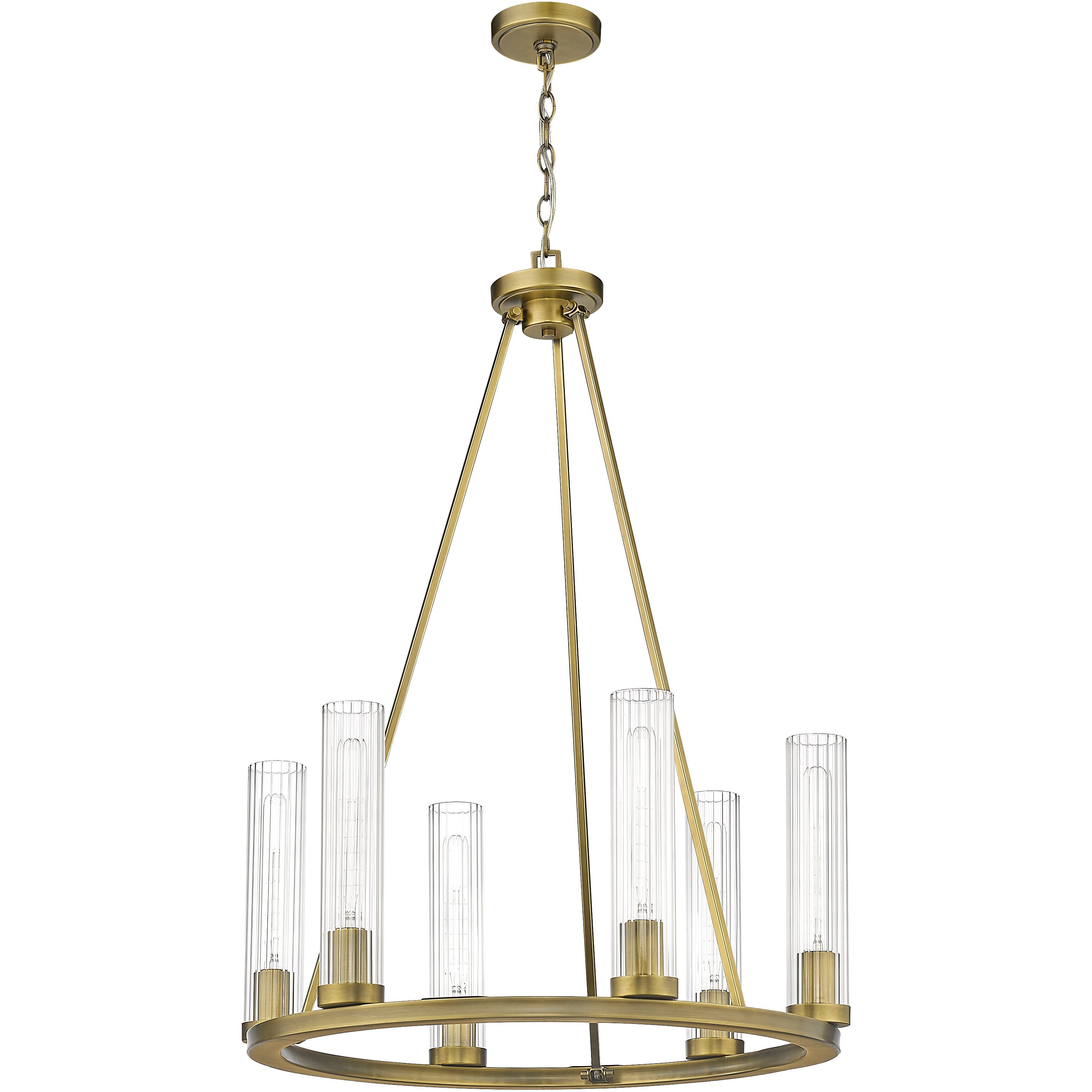 Beau 6 Light 26 inch Rubbed Brass Chandelier Ceiling Light
