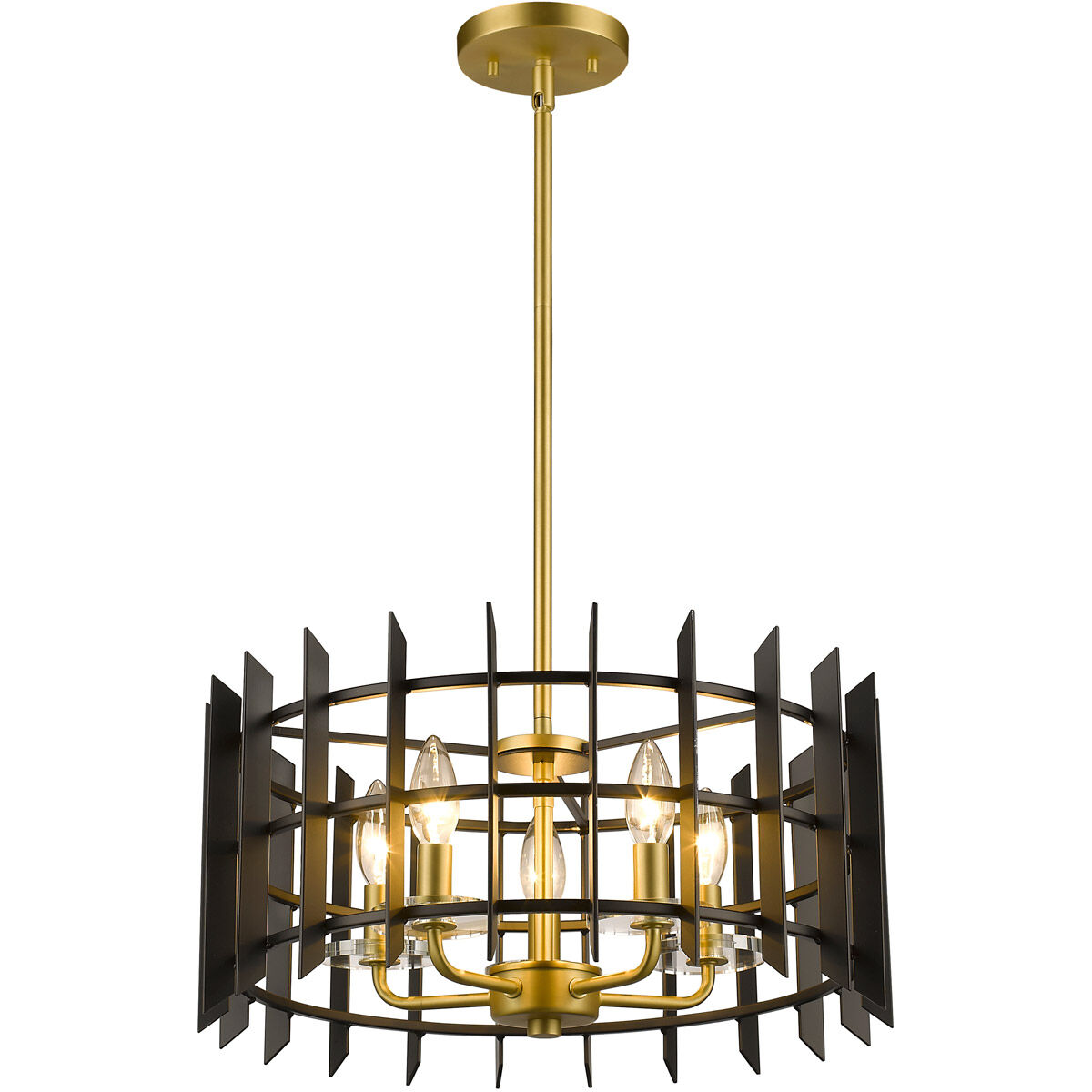 Haake 5 Light 17.38 inch Satin Brass Pendant Ceiling Light