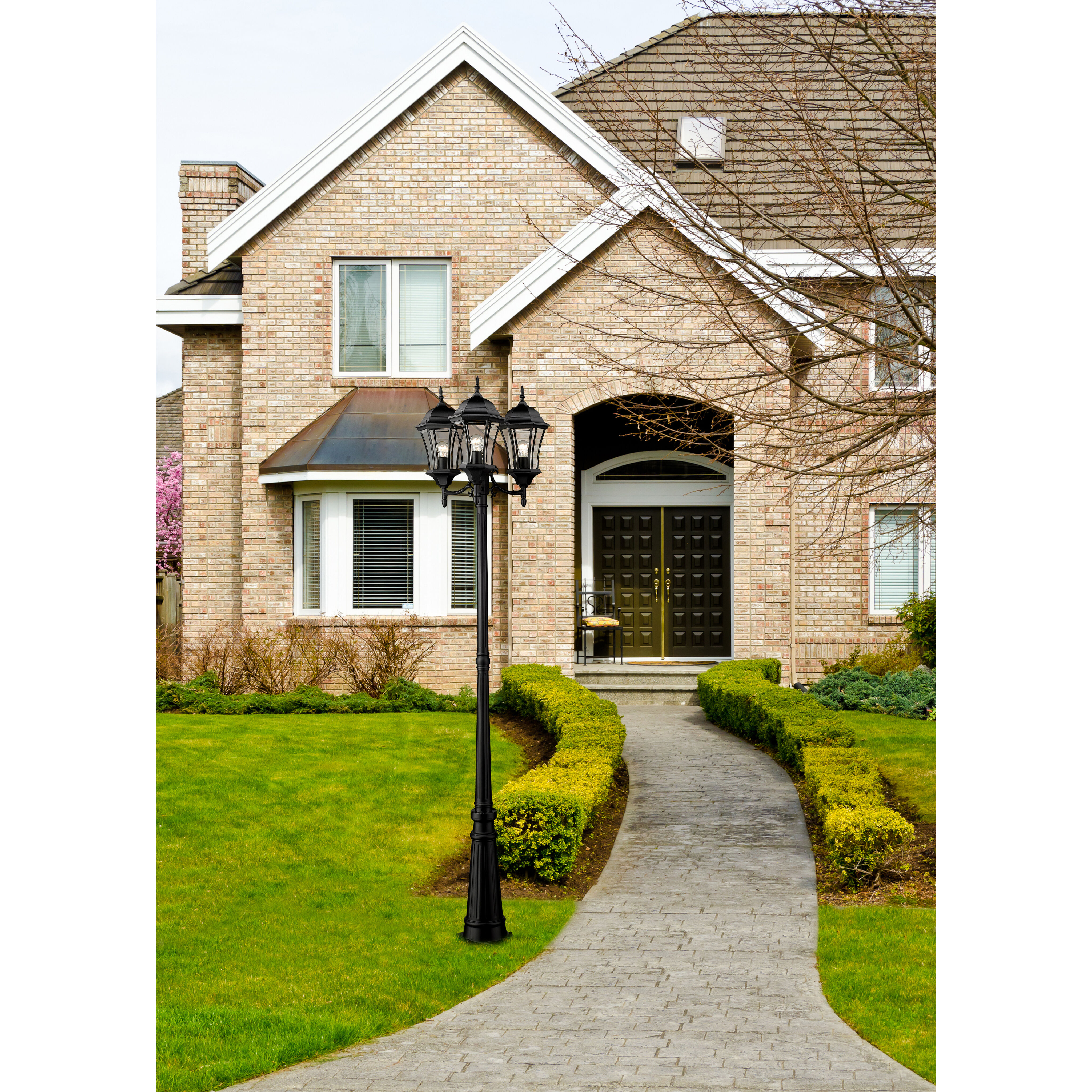 Wakefield 3 Light 90 inch Black Outdoor Post Mounted Fixture