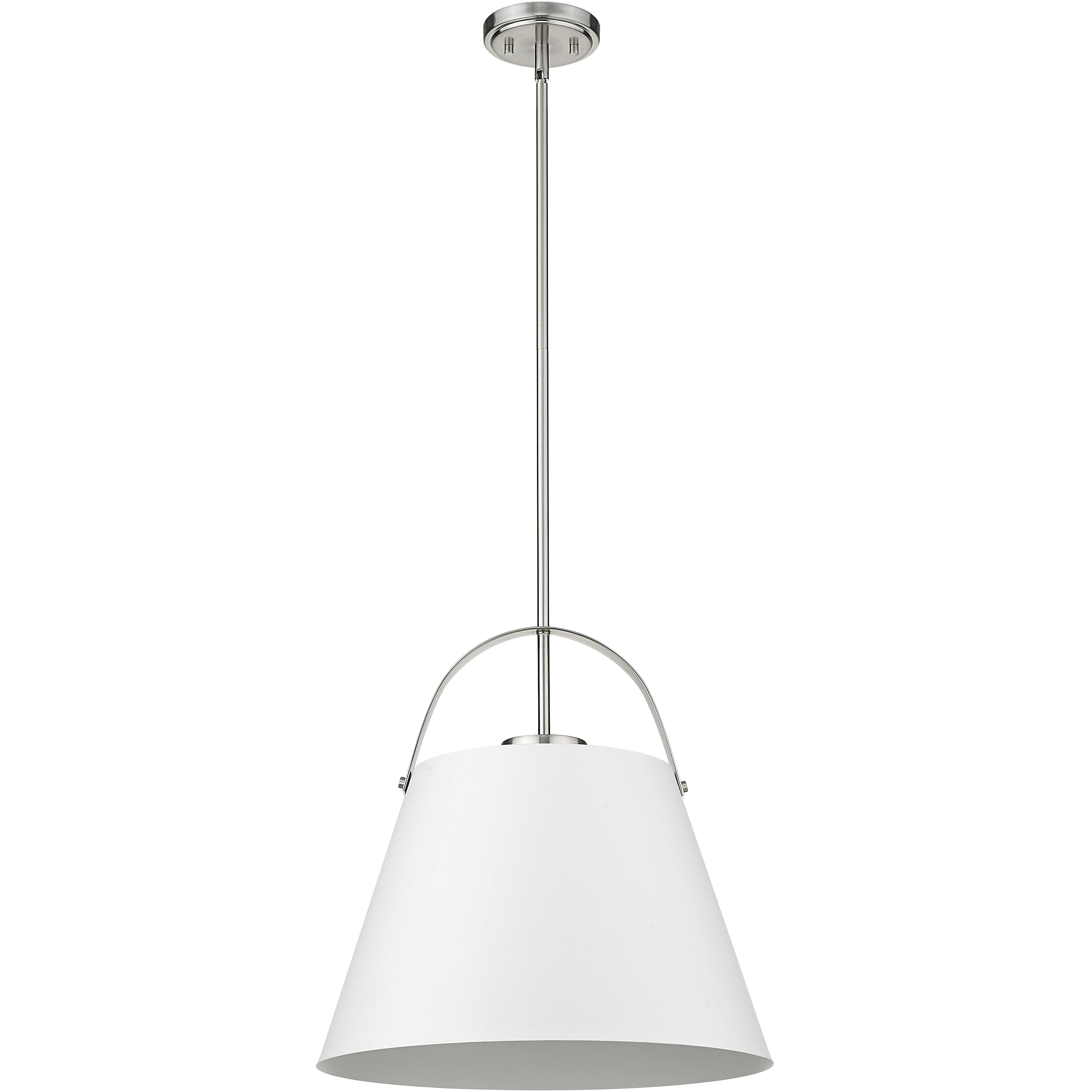 Z-Studio 1 Light 18 inch Matte White and Brushed Nickel Pendant Ceiling Light
