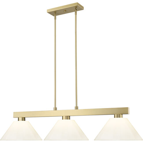Cobalt 3 Light 49.75 inch Modern Gold Billiard Light Ceiling Light in White Plastic