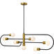 Neutra 7 Light 56 inch Matte Black and Foundry Brass Linear Chandelier Ceiling Light in Matte Black and Factory Bronze