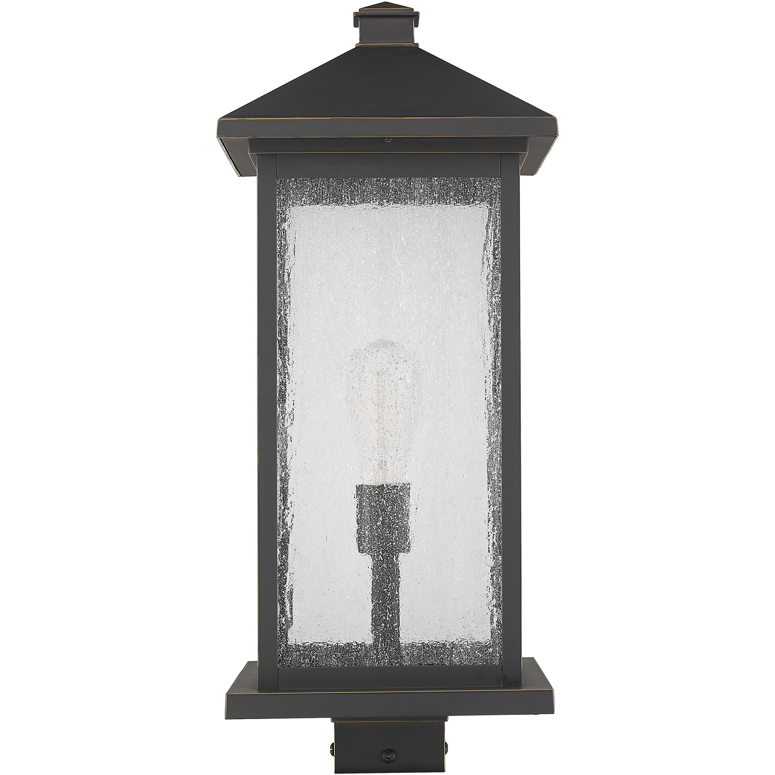 Portland 1 Light 22.5 inch Oil Rubbed Bronze Outdoor Post Mount Fixture in Clear Seedy Glass, 12